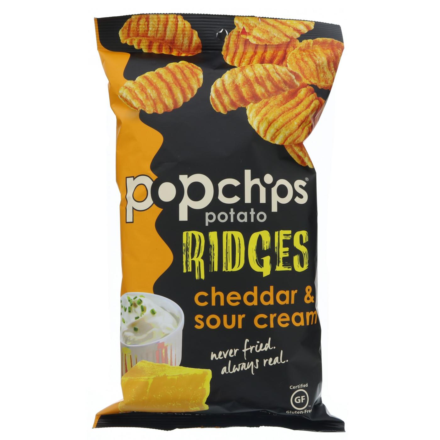 Popchips Cheddar & Sour Cream Potato Ridges; image 1 of 2