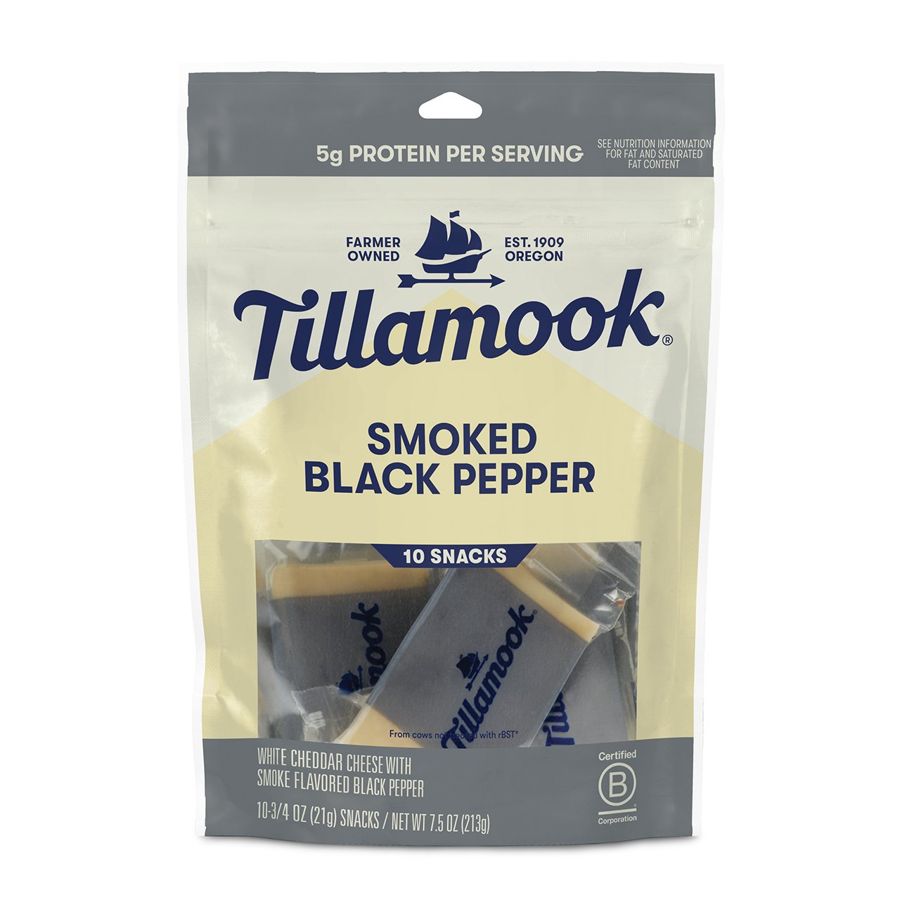 Tillamook Smoked Black Pepper Cheese Snack Bars, 10 ct Shop Cheese at