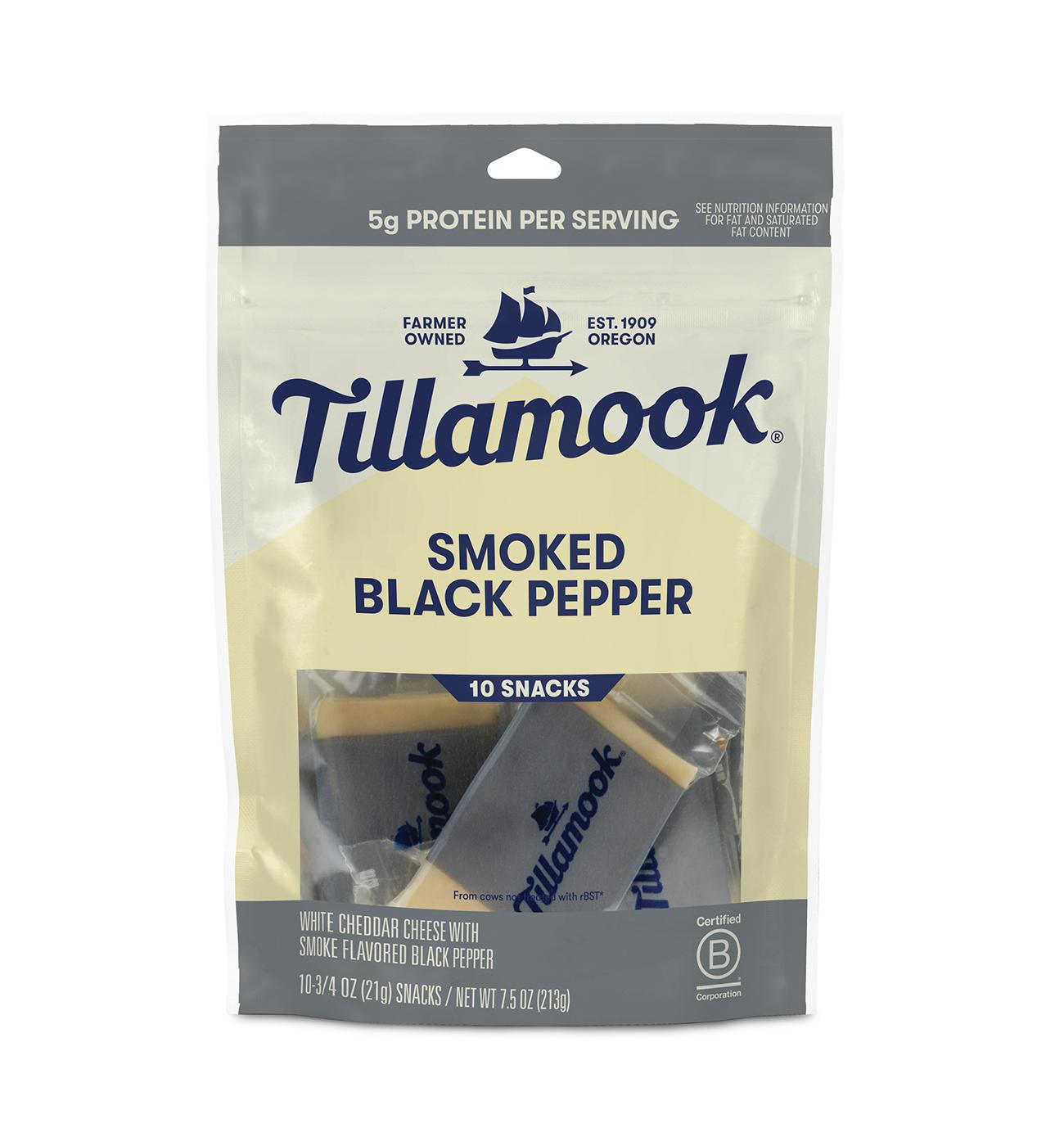 Tillamook Smoked Black Pepper Cheese Snack Bars, 10 ct; image 1 of 3