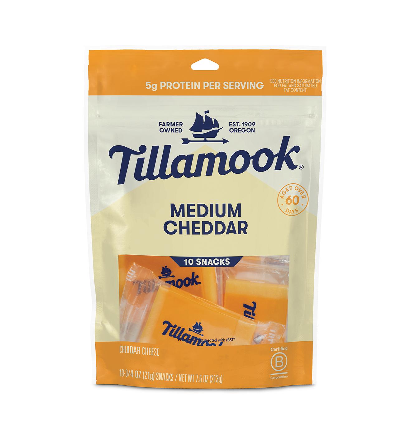 Tillamook Medium Cheddar Cheese Snack Bars, 10 ct; image 1 of 5