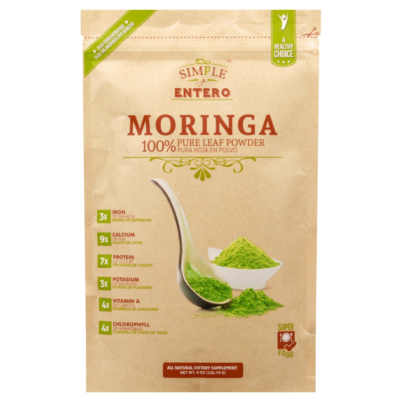 Simple Y Entero Moringa Leaf Powder, 8 oz