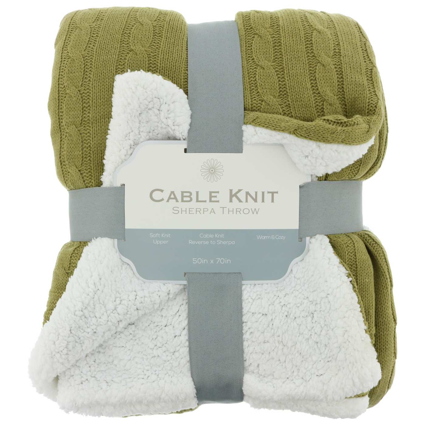 Crest Mills Cable Knit Sherpa Throw Blankets, Assorted Colors; image 3 of 4