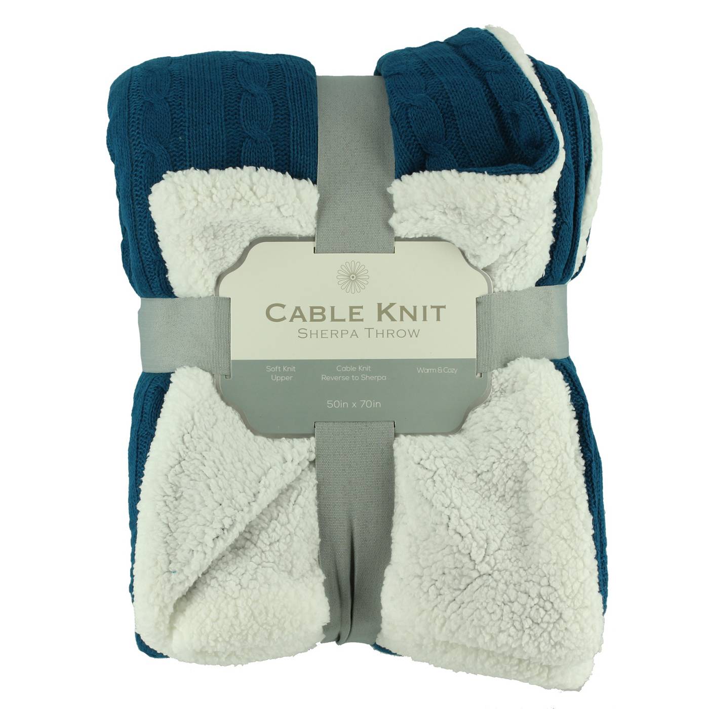 Crest Mills Cable Knit Sherpa Throw Blankets, Assorted Colors; image 4 of 4