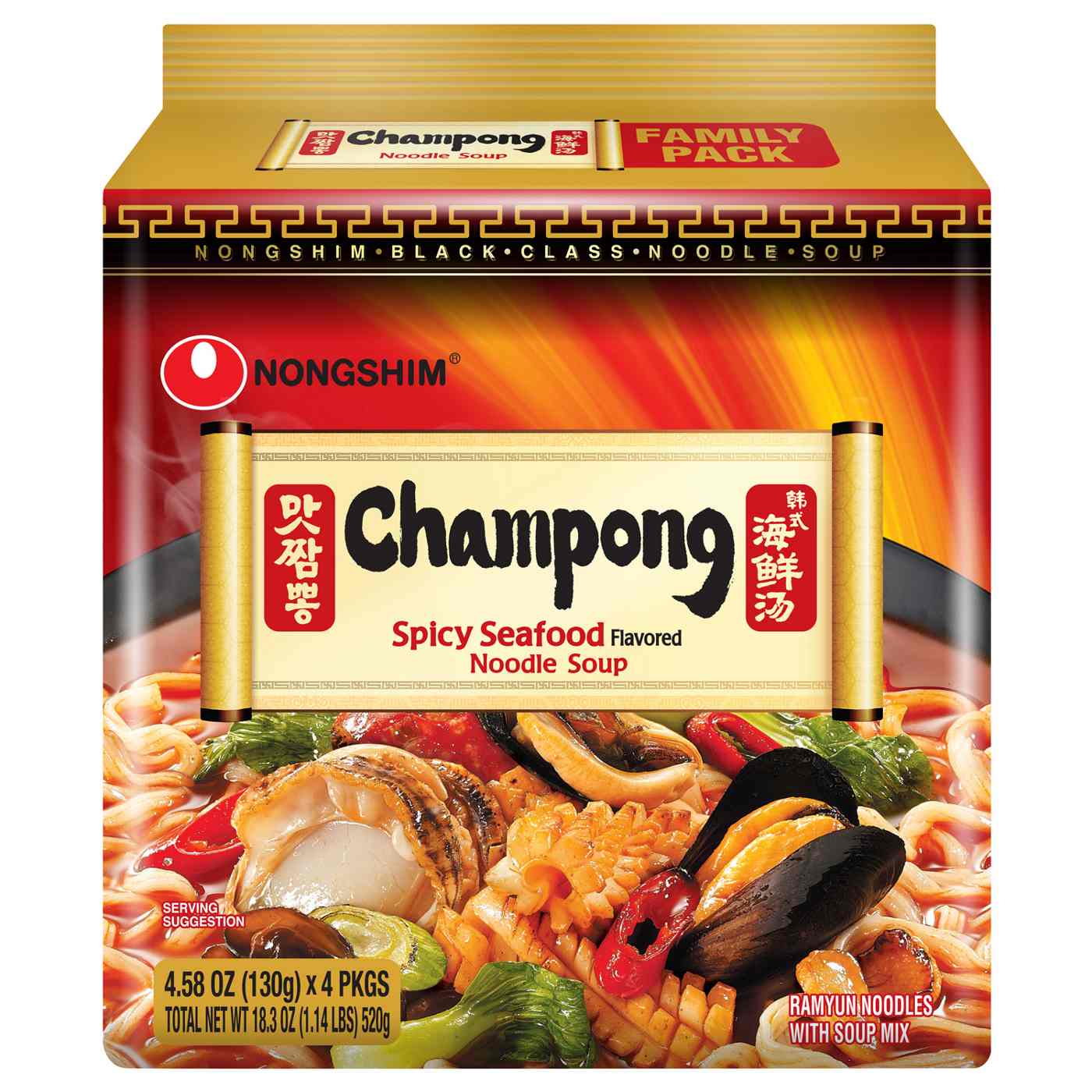 Nongshim Champong Spicy Seafood Noodle Soup Family Pack; image 1 of 2