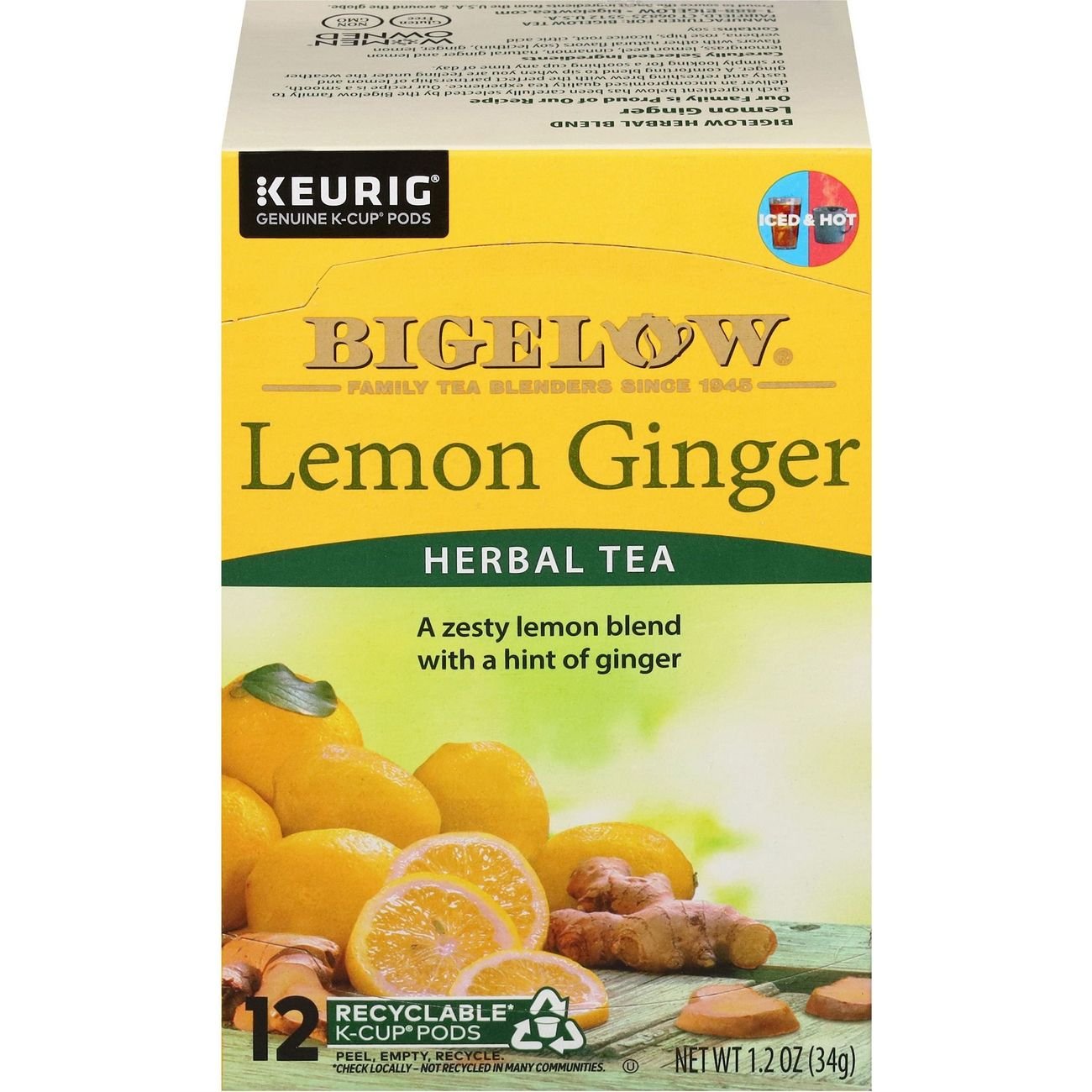 Bigelow Lemon Ginger Herbal Tea Single Serve K Cups - Shop Tea at H-E-B