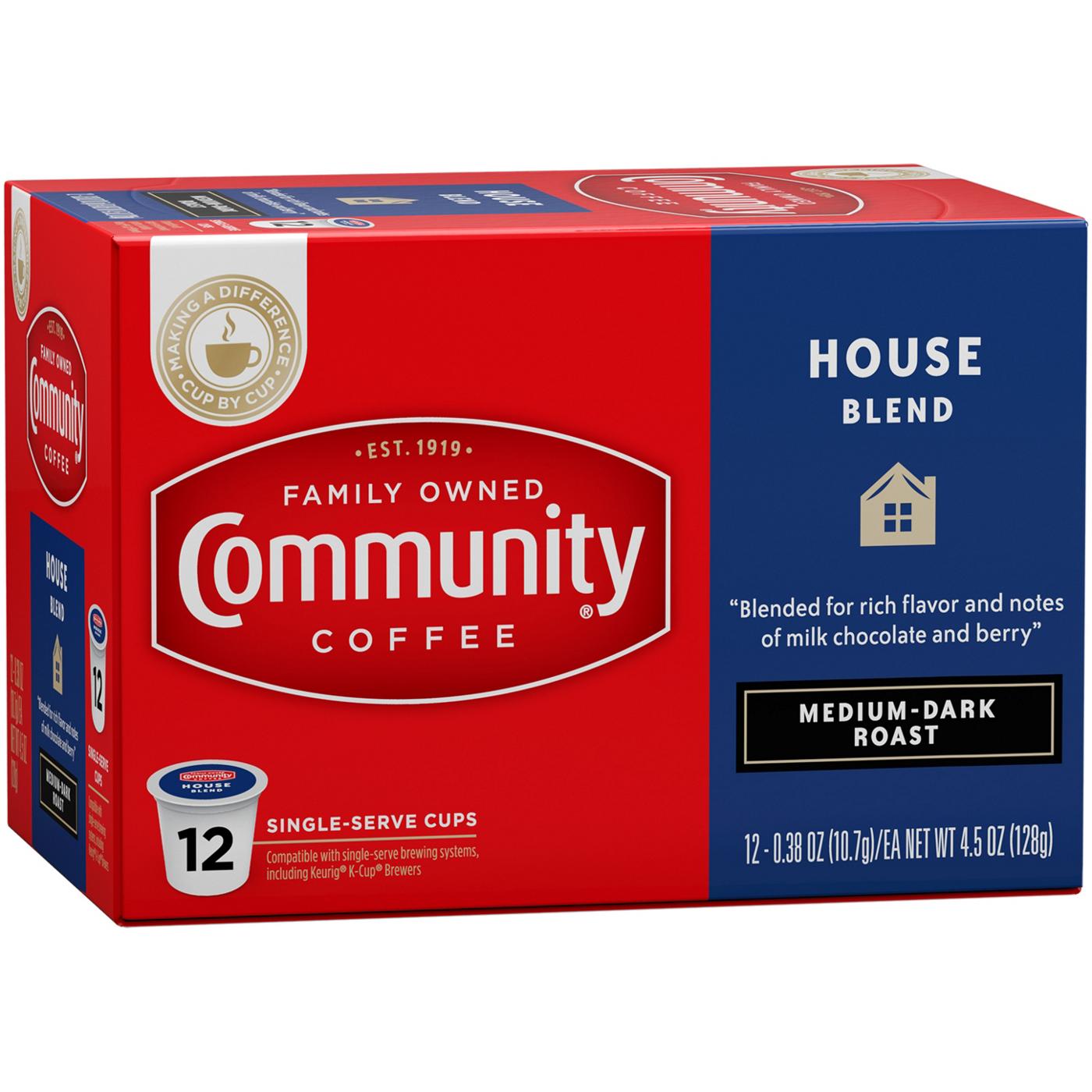 Community Coffee House Blend Medium Dark Roast Single Serve Coffee K Cups; image 1 of 2