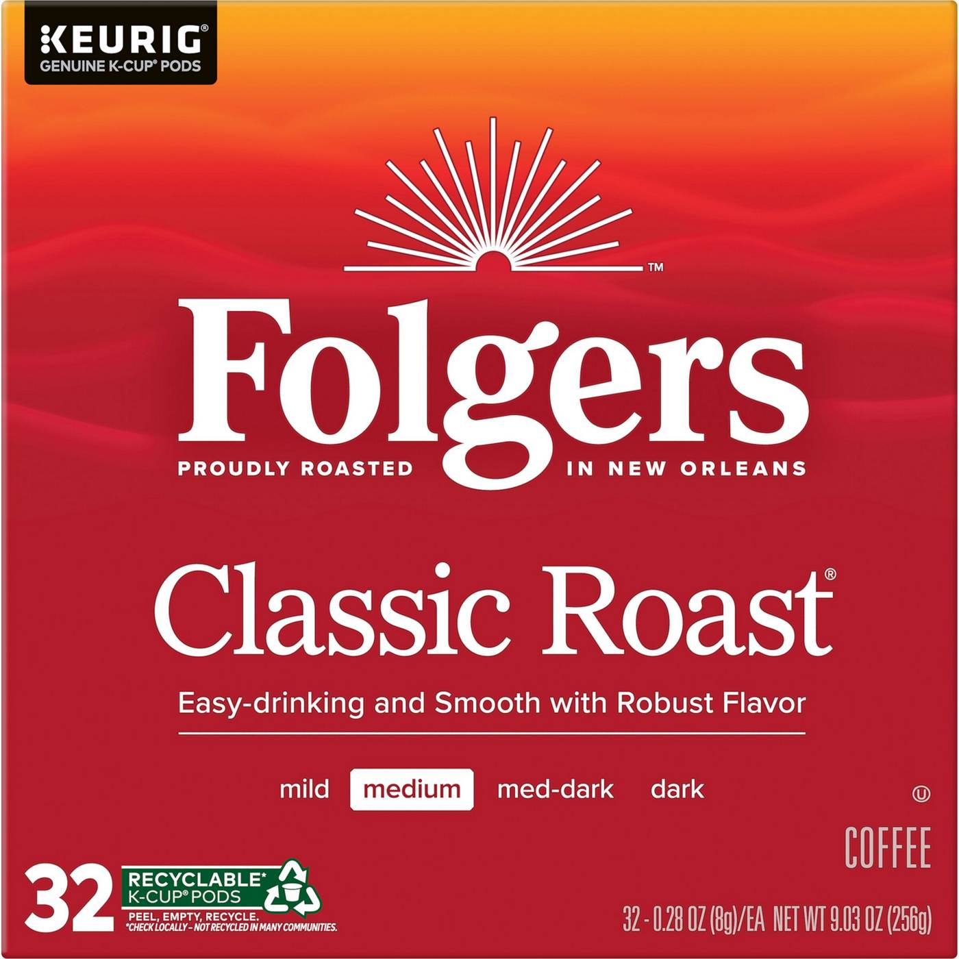 Folgers Classic Roast Medium Roast Single Serve Coffee K Cups; image 1 of 2