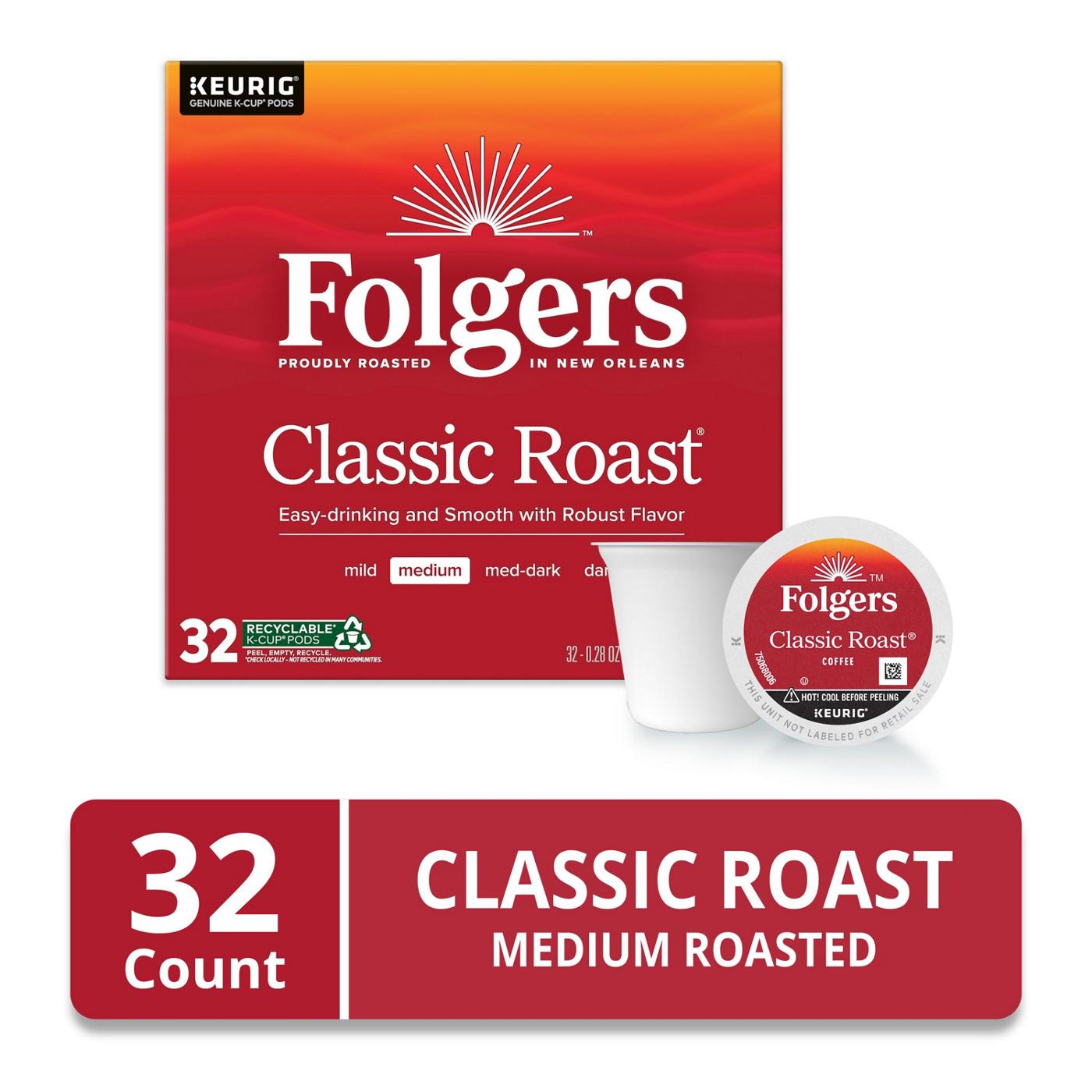 Folgers Classic Roast Medium Roast Single Serve Coffee K Cups; image 3 of 5