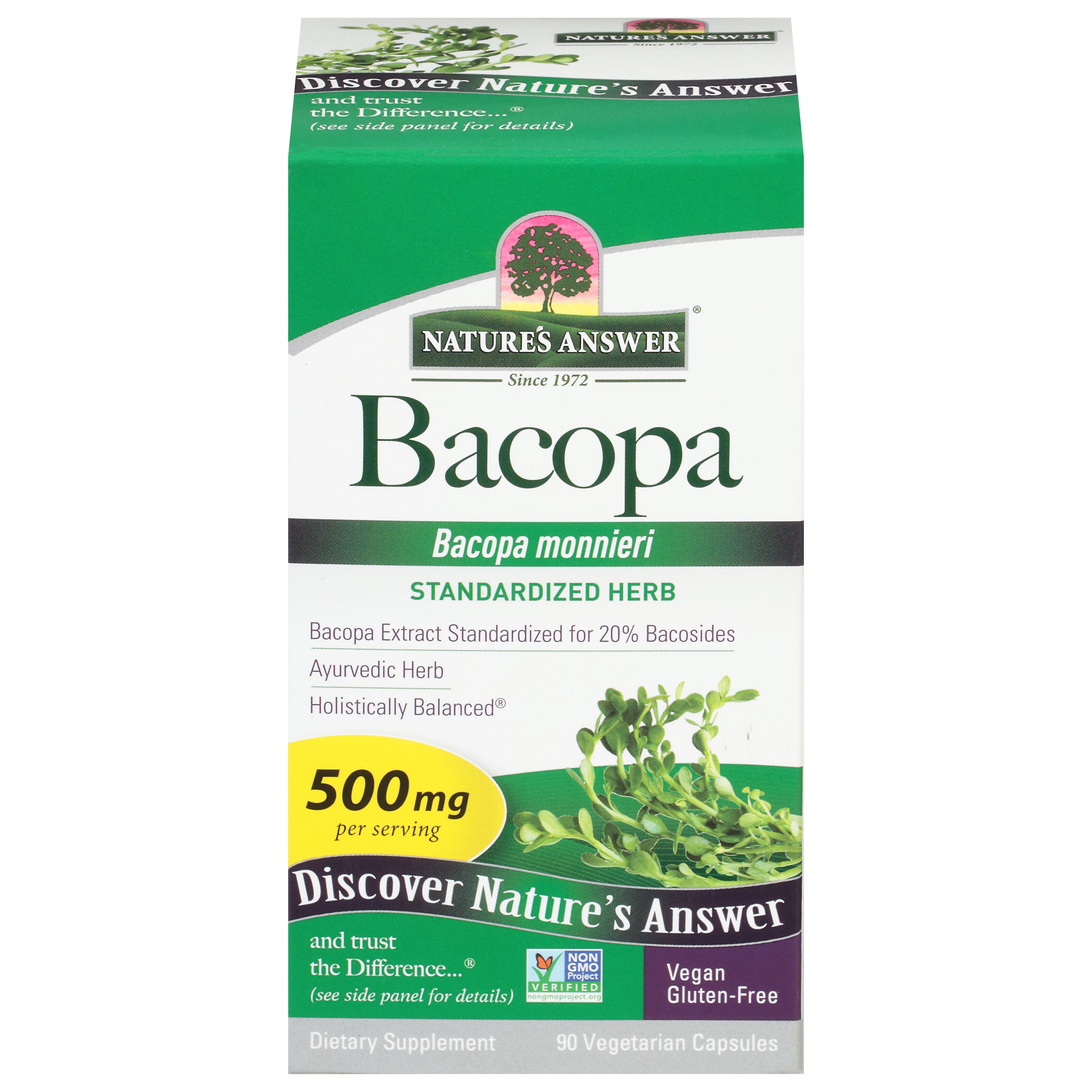 Nature's Answer Bacopa Dietary Supplement Vegetarian Vegan, 90 ct