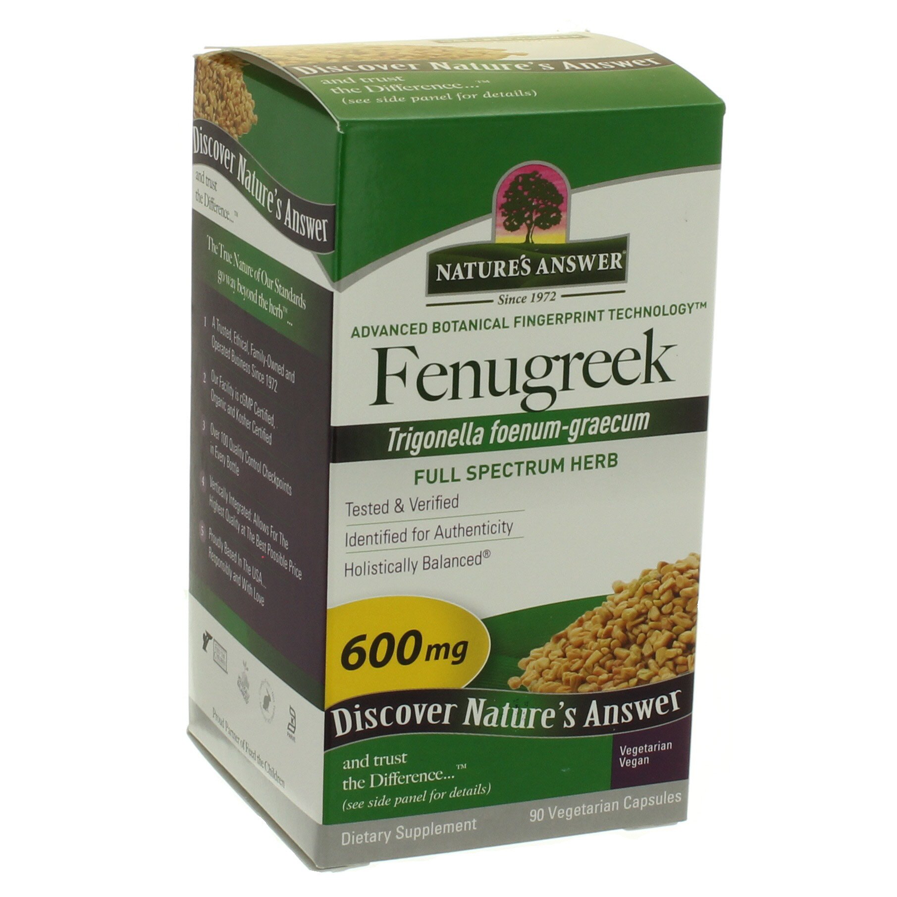 Nature's Answer Fenugreek Dietary Supplement 600 MG, 90 ct