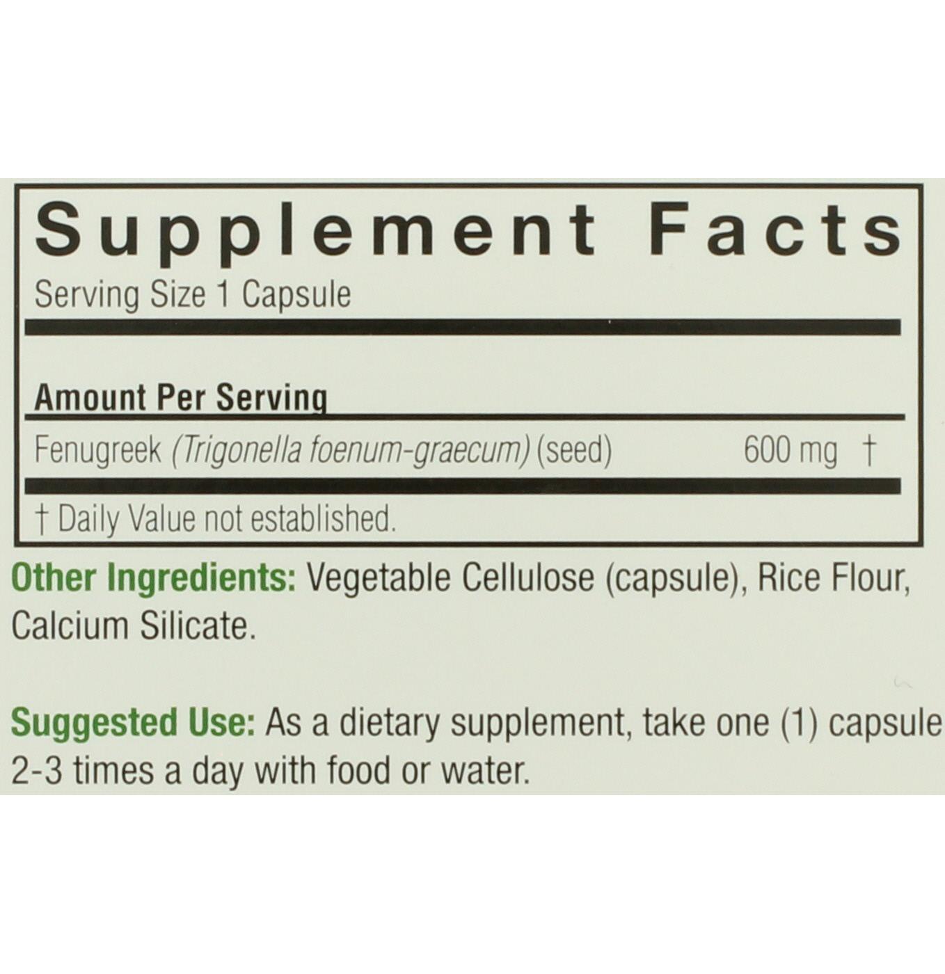 Nature's Answer Fenugreek Dietary Supplement 600 MG; image 2 of 2