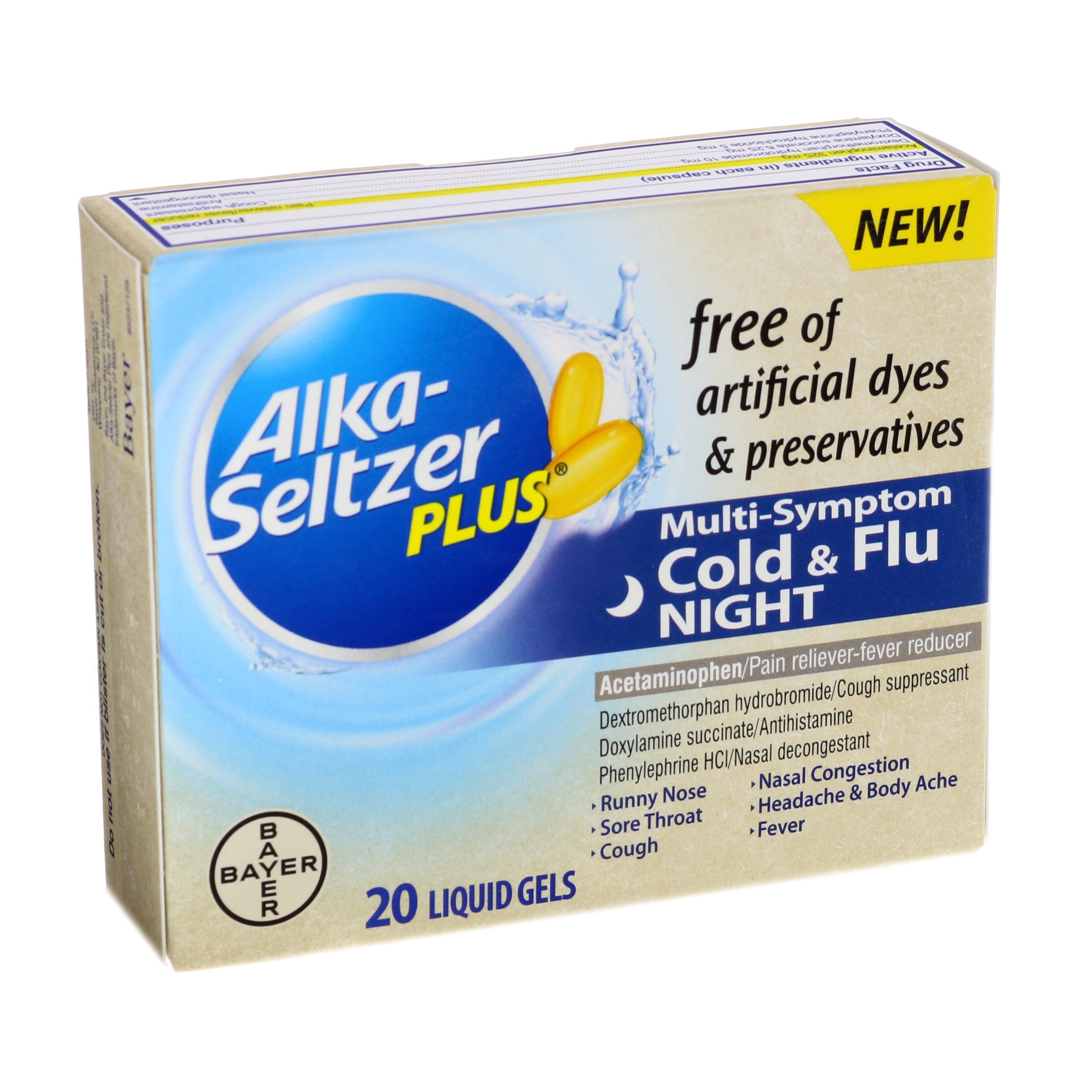 Alka Seltzer Plus Dye Free Night Cold Flu Liquid Gels Shop Cough