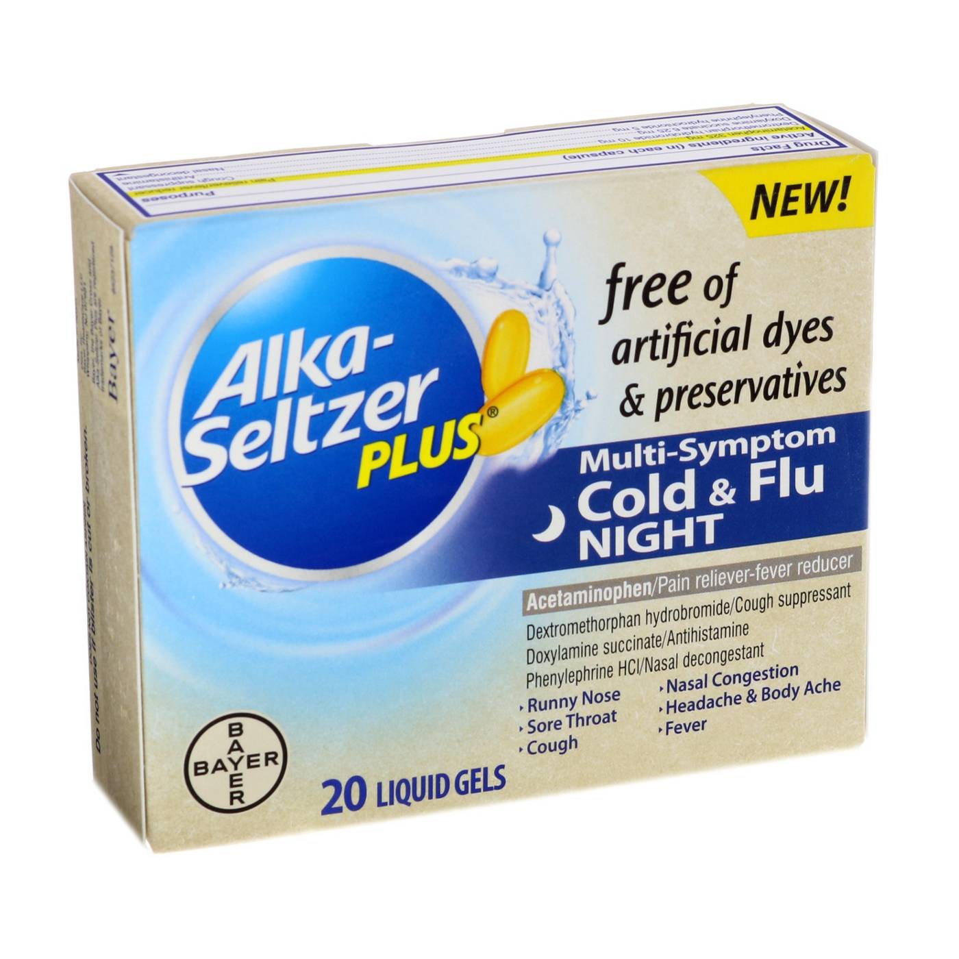 Alka-Seltzer Plus Dye Free Night Cold & Flu Liquid Gels; image 1 of 3