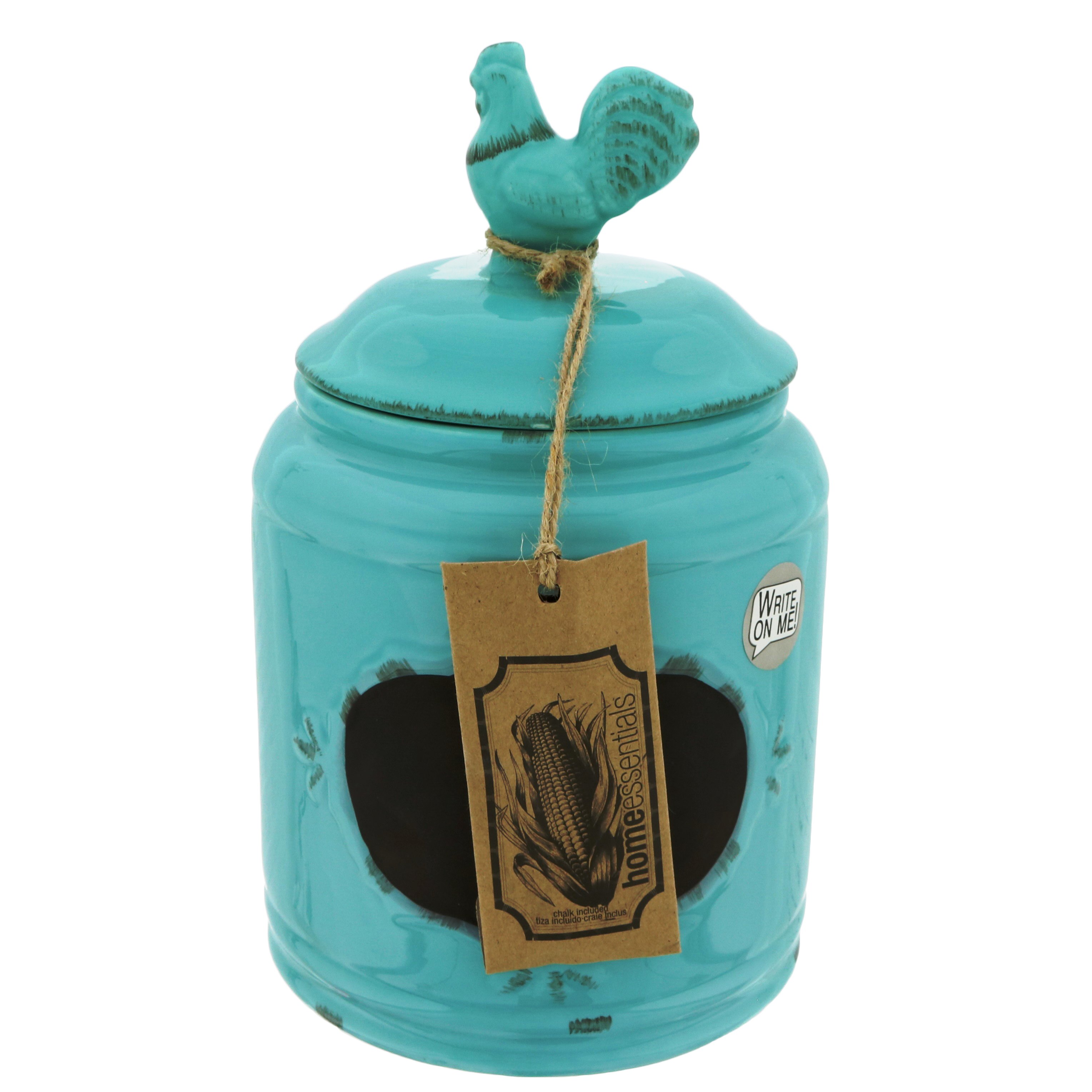 Home Essentials & Beyond Aqua Small Chalk Rooster Canister Shop Food