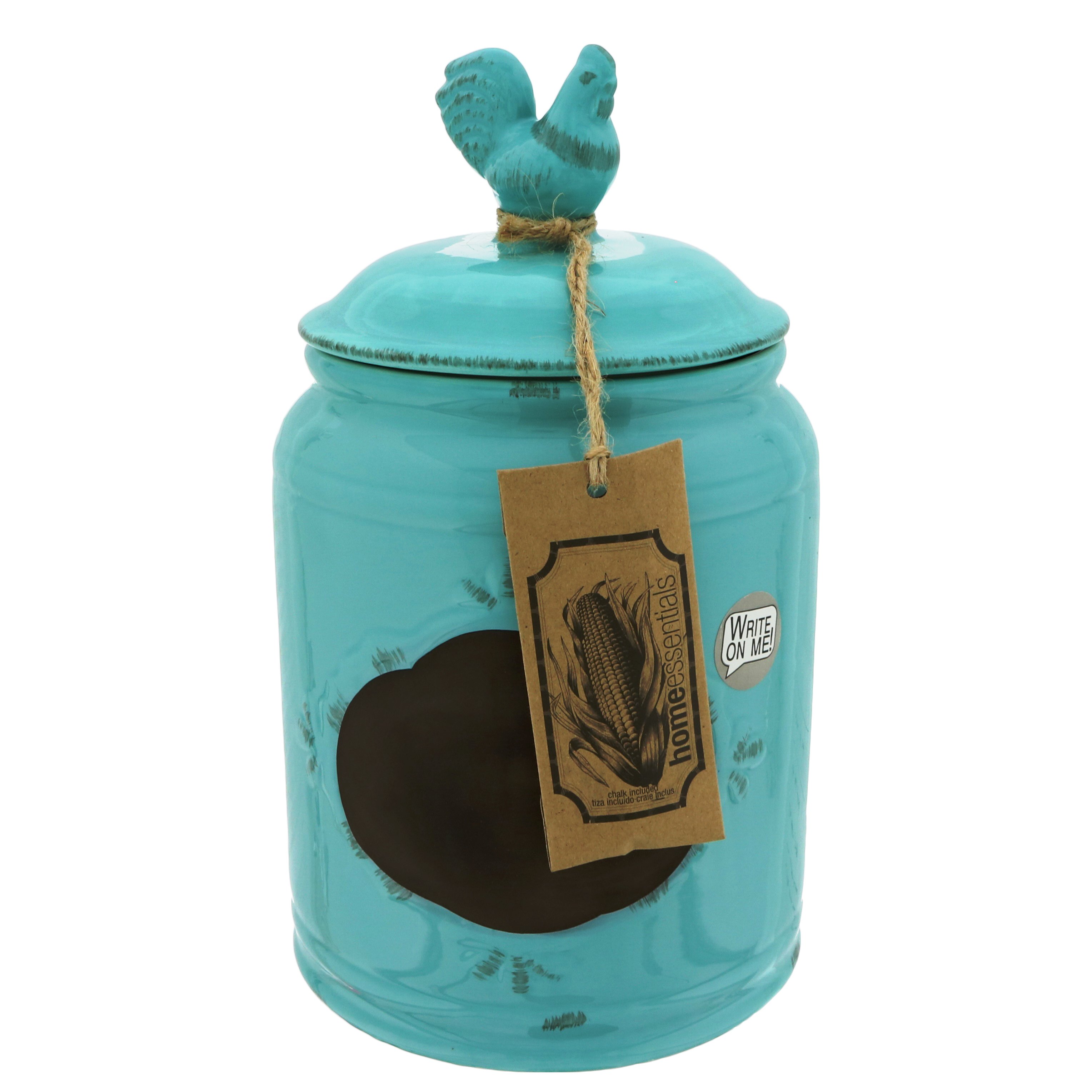 Home Essentials & Beyond Medium Aqua Rooster Chalk Canister - Shop Food