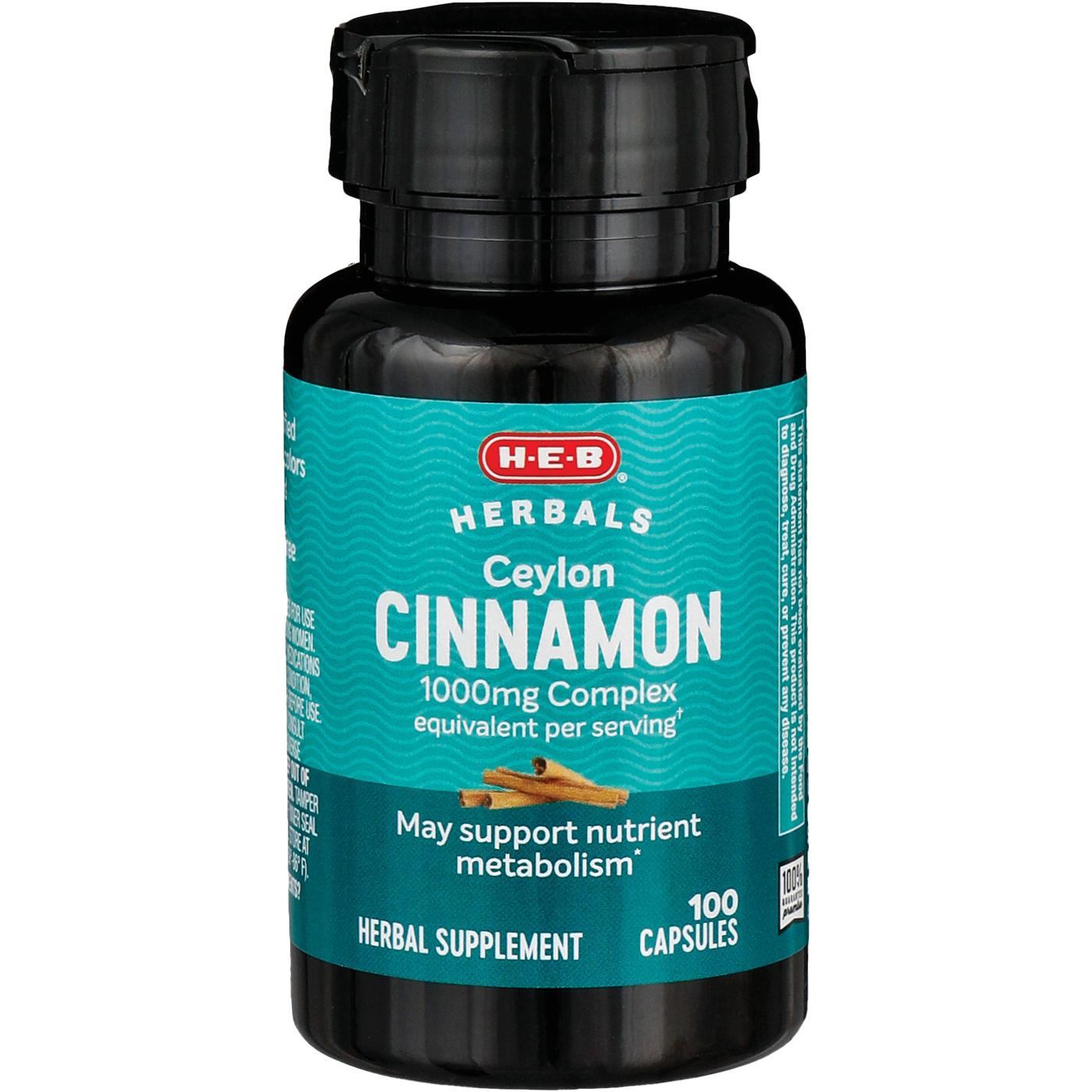 H-E-B Herbals Ceylon Cinnamon Capsules - 1,000 mg; image 1 of 2