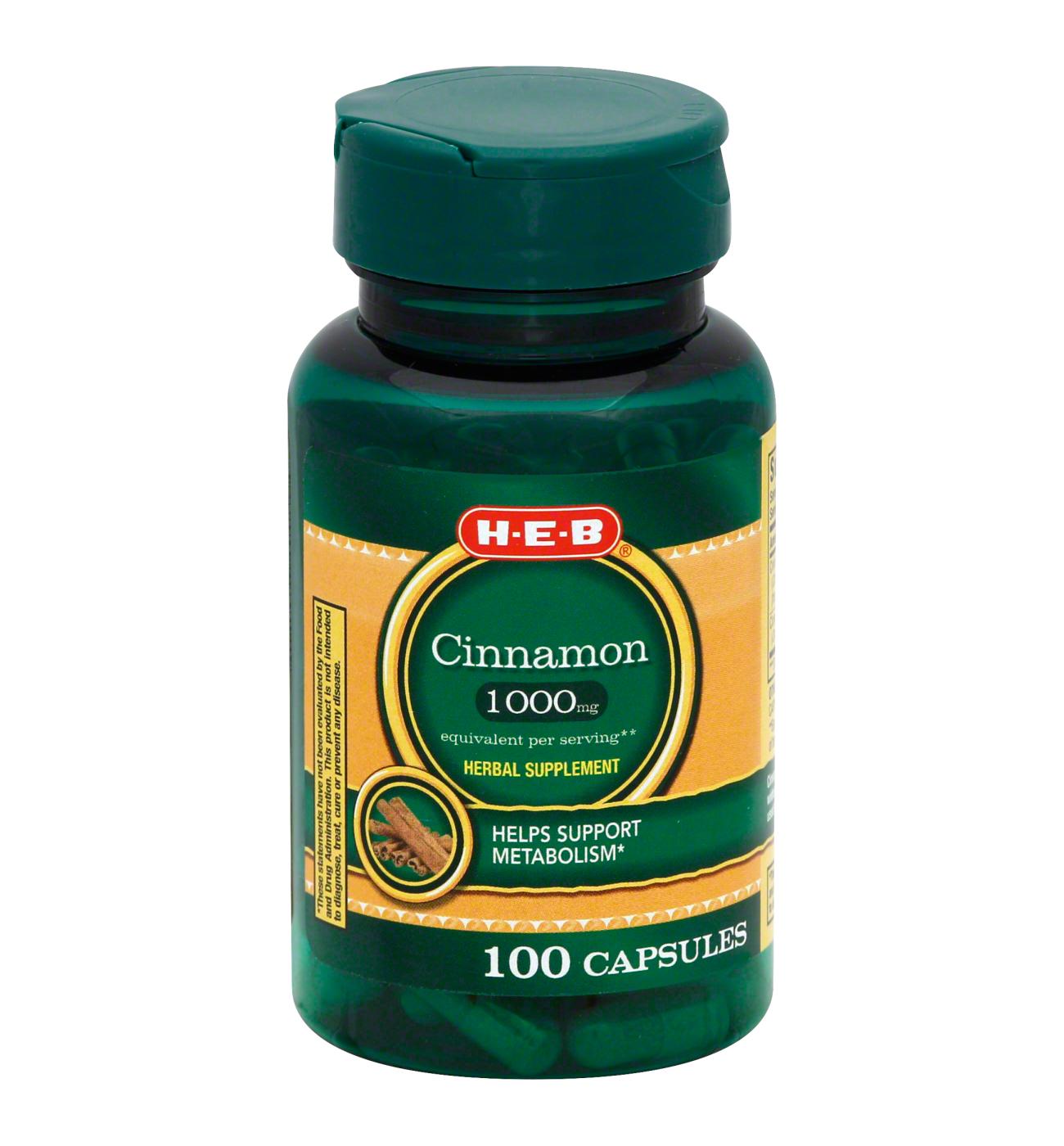 H-E-B Herbals Ceylon Cinnamon Capsules - 1,000 mg; image 2 of 2