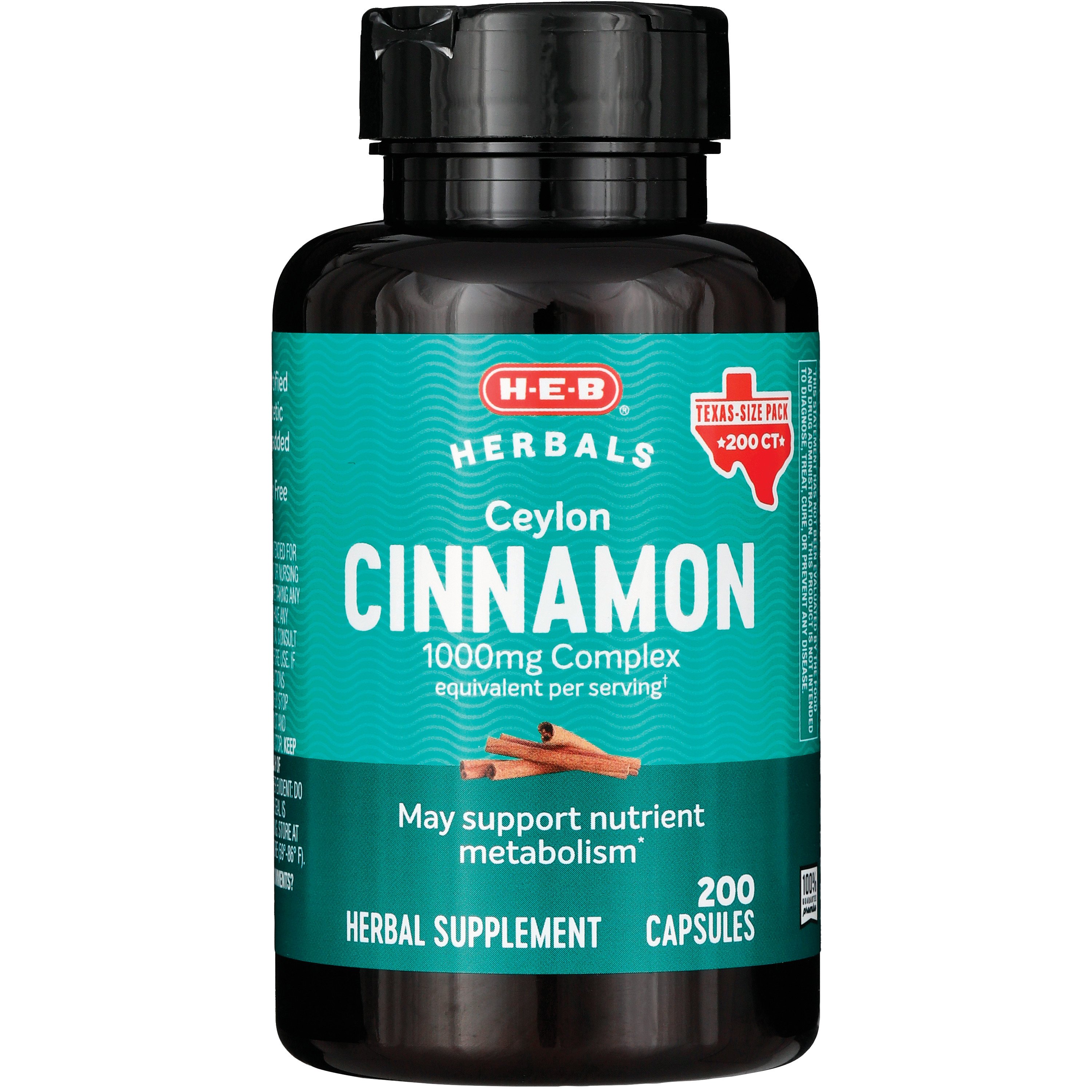 HEB Cinnamon Herbal Supplement Capsules 1000 mg Shop Vitamins