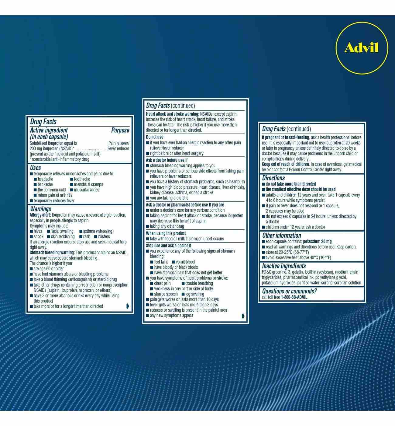 Advil Liqui-Gels Pain Reliever and Fever Reducer, Ibuprofen 200mg for Pain Relief, Easy Open Arthritis Cap; image 2 of 2