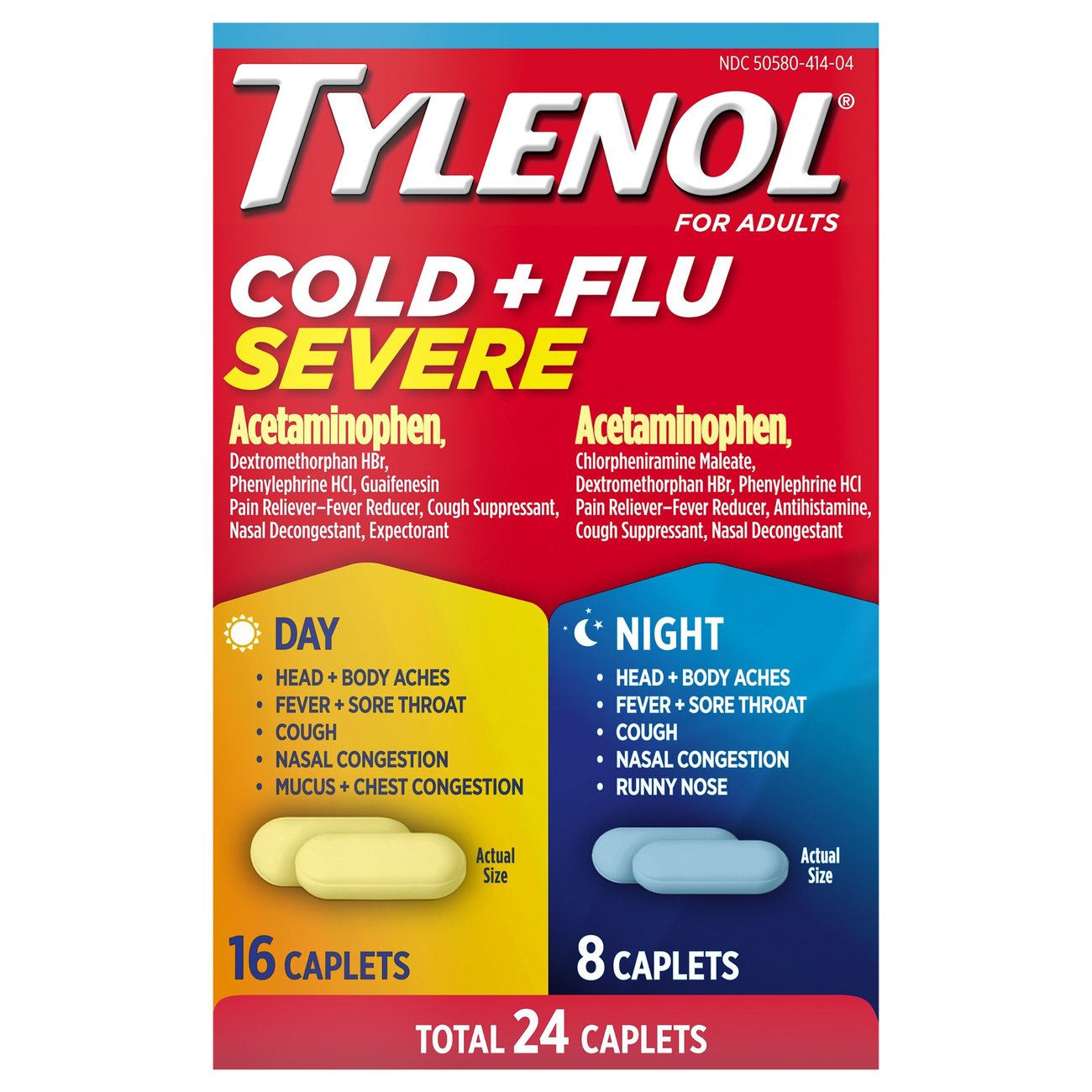 Tylenol Cold + Flu Severe Day & Night Caplets Shop Cough, Cold & Flu