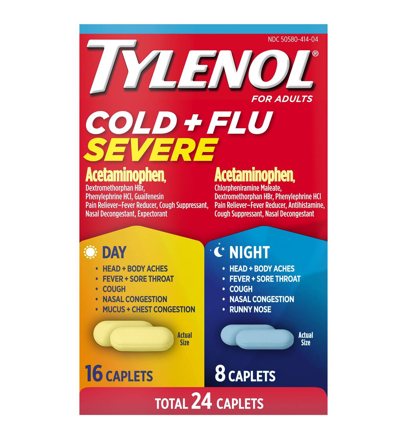 Tylenol Cold + Flu Severe Day & Night Caplets; image 1 of 7