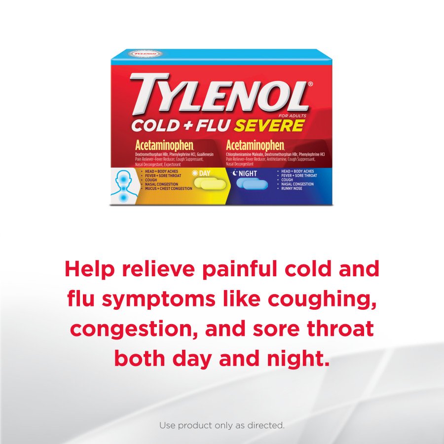 Tylenol Cold + Flu Severe Day & Night Caplets - Shop Cough, Cold & Flu ...