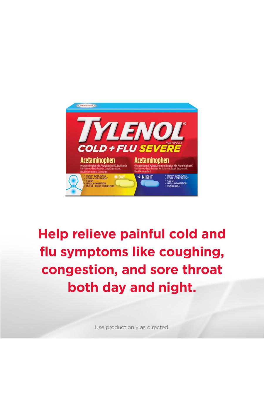 Tylenol Cold + Flu Severe Day & Night Caplets; image 7 of 7