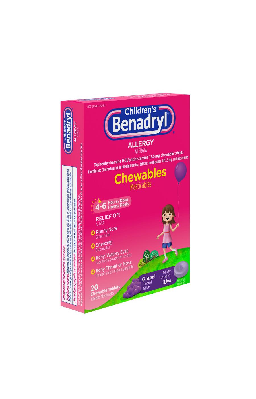 Benadryl Children's Allergy Chewables Grape Shop Sinus & allergy at