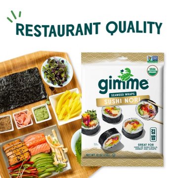 gimme Organic Sushi Nori Seaweed Wraps, 9 ct