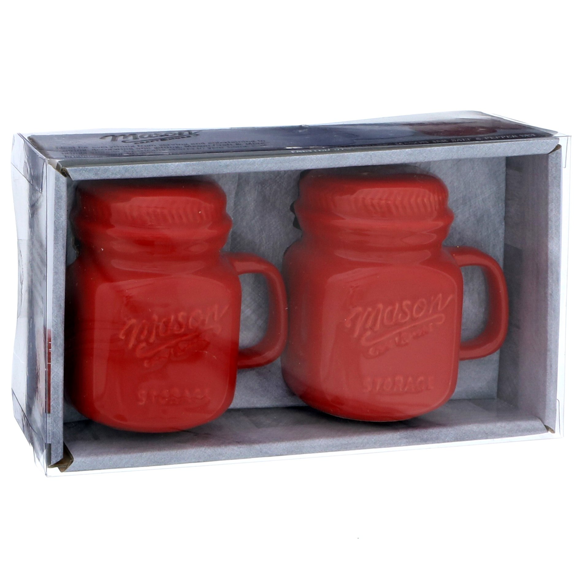Mason Craft & More Red Mason Jar Salt & Pepper Shaker Set Shop