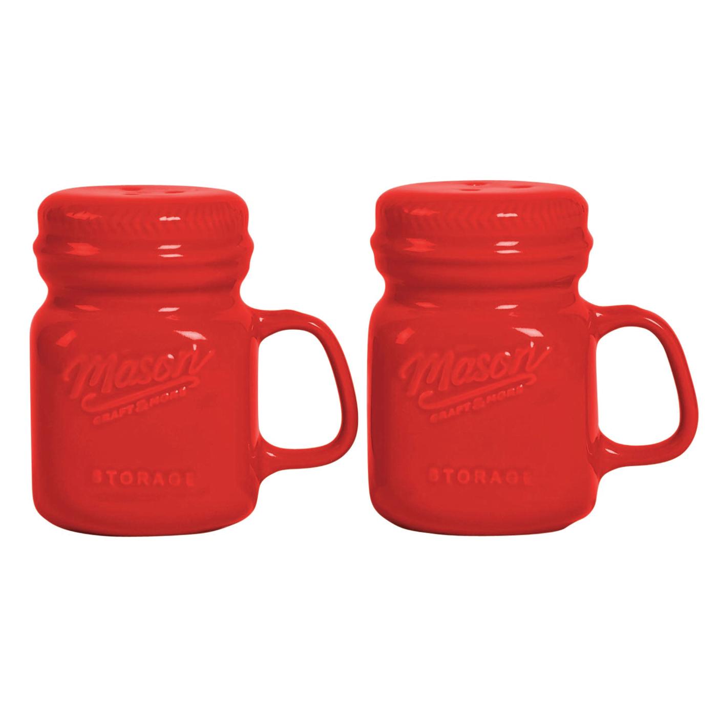 Mason Craft & More Red Mason Jar Salt & Pepper Shaker Set; image 2 of 2