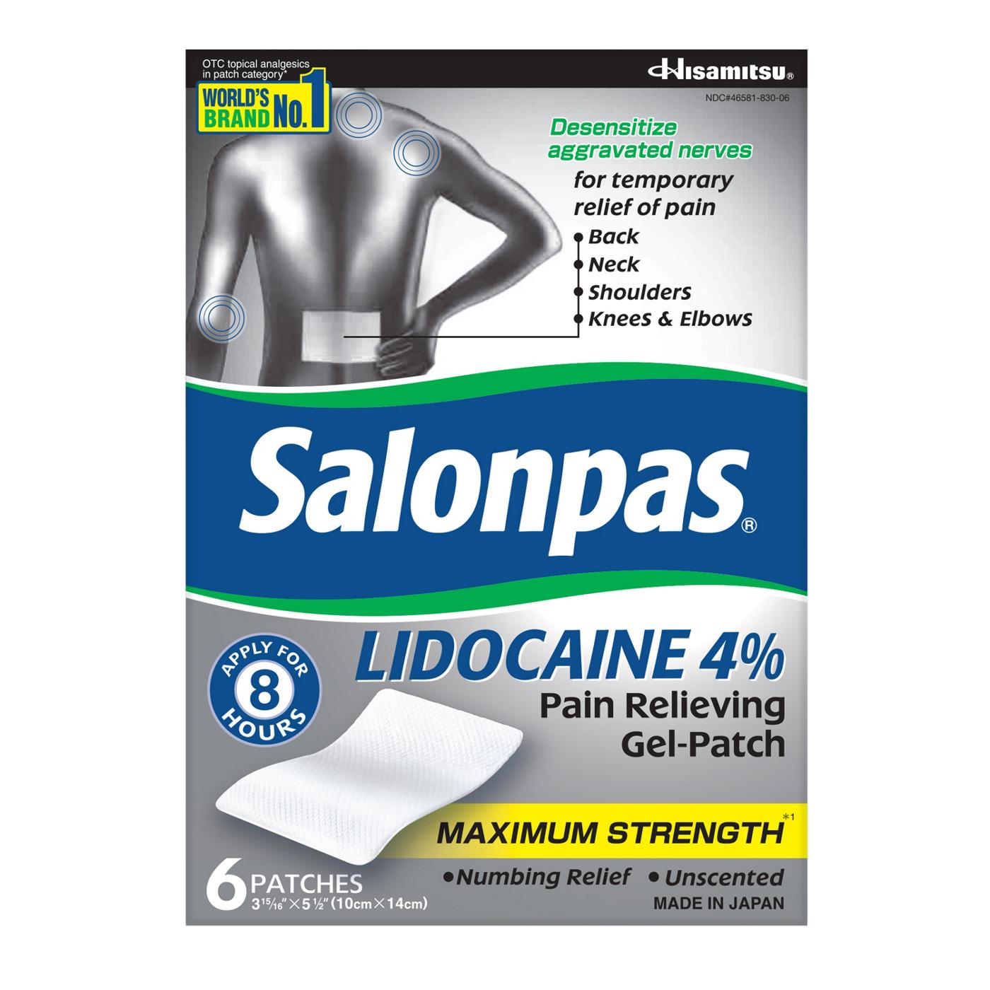 Salonpas Lidocaine 4% Pain Relieving Gel-patch; image 1 of 6