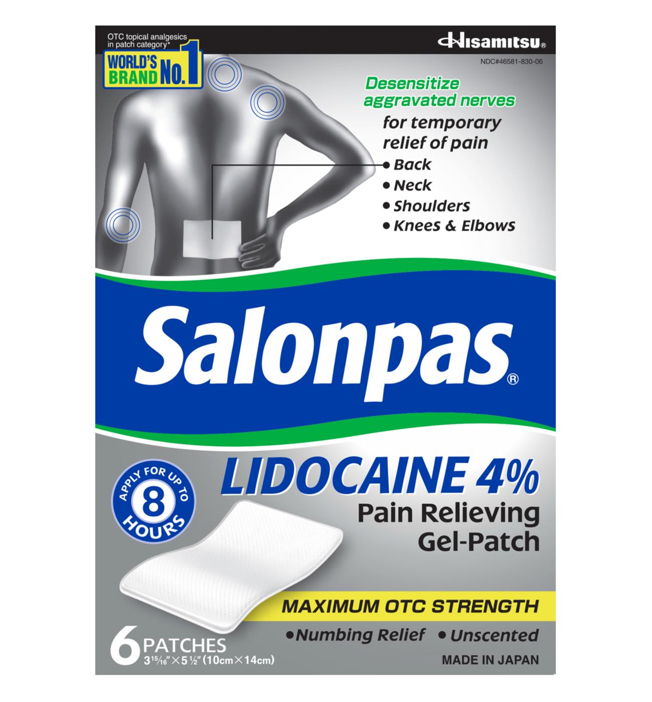 Salonpas Lidocaine 4% Pain Relieving Gel-patch; image 1 of 4