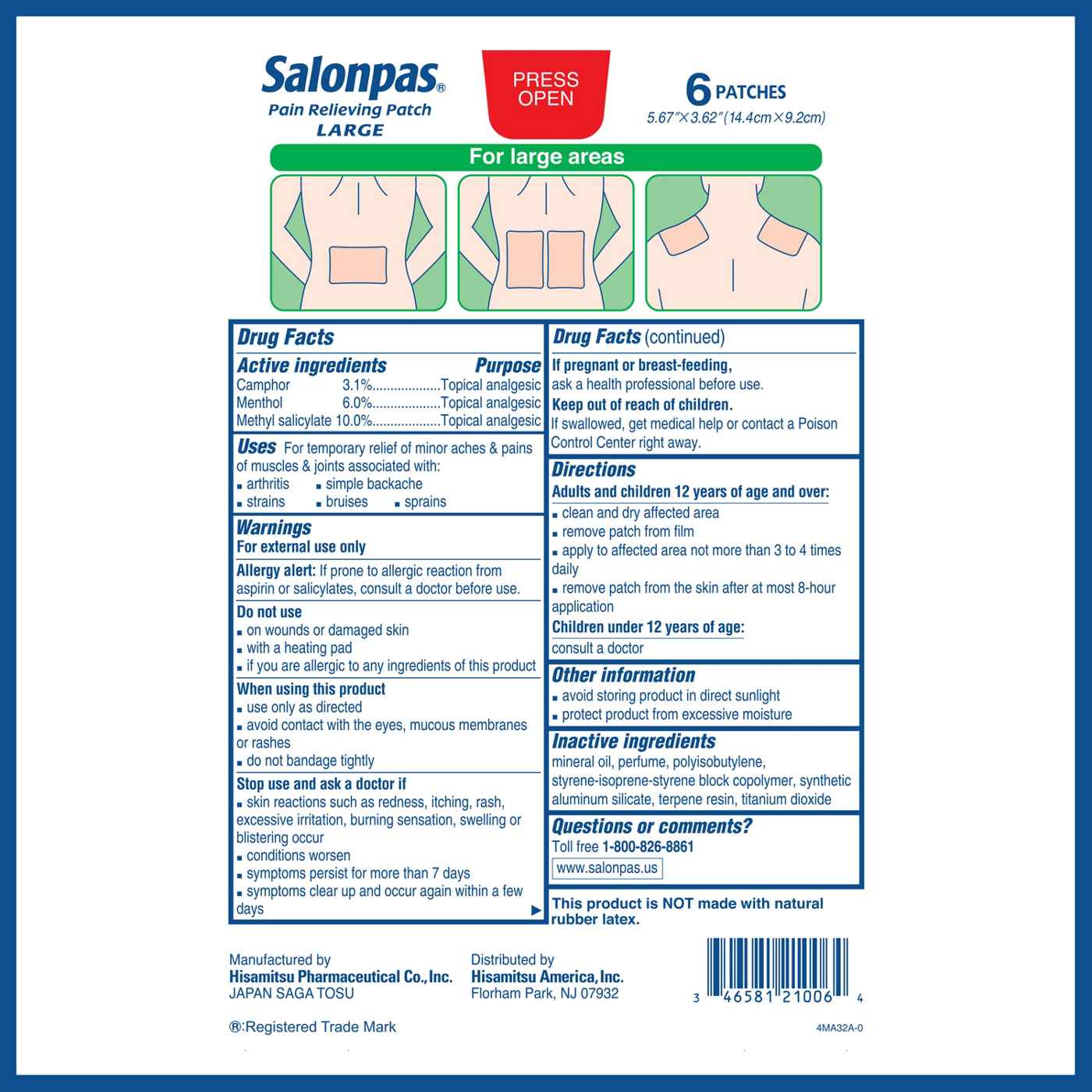 Salonpas Pain Relieving Patch, Large; image 3 of 6