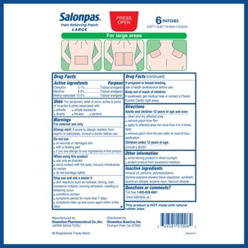 Salonpas Pain Relieving Patch, Large, 6 ct