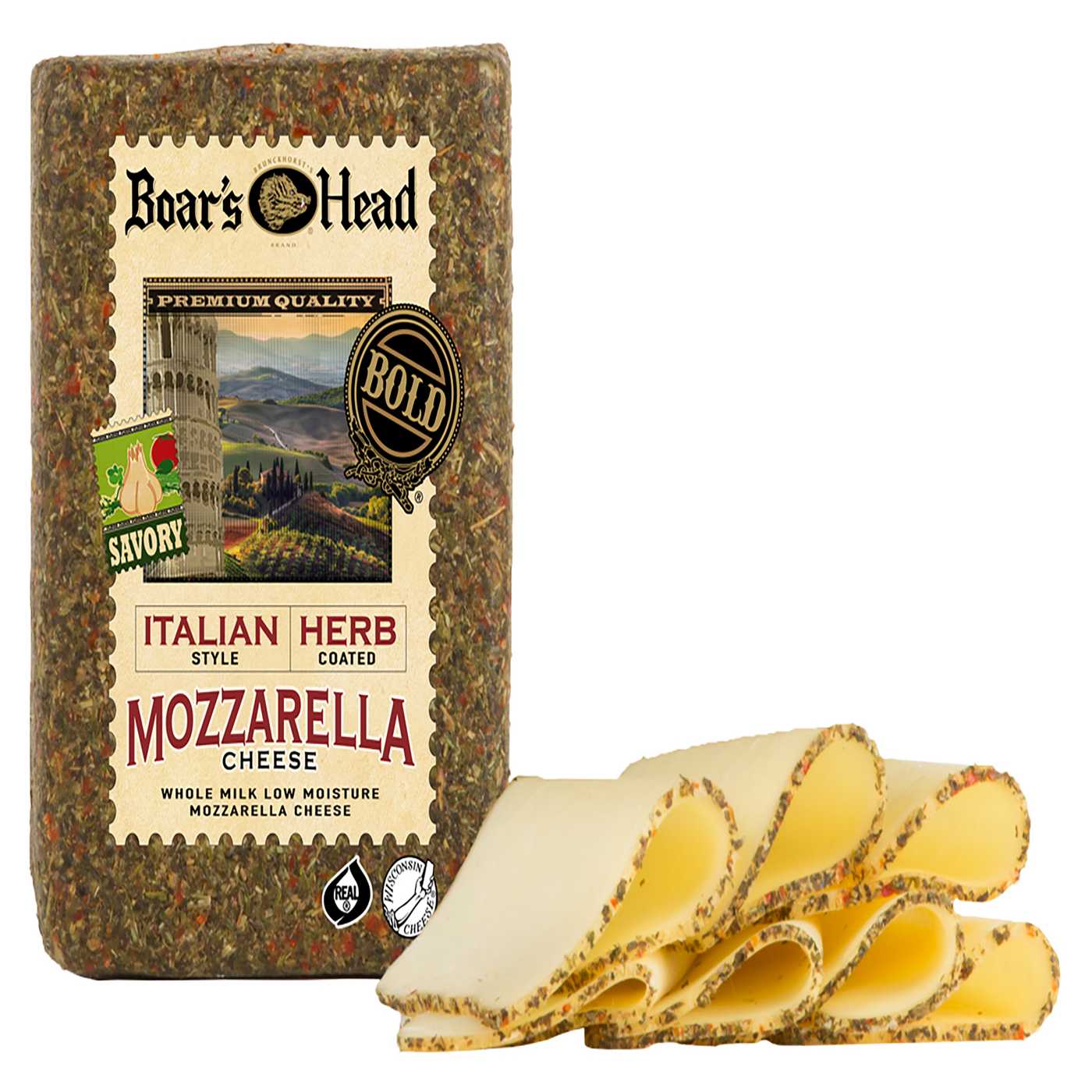 Boar's Head Bold Italian Herb Mozzarella Cheese, Custom Sliced; image 2 of 2