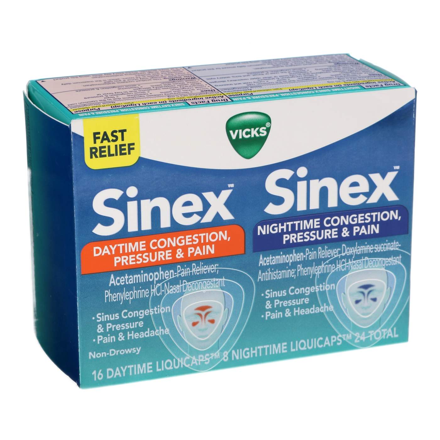 Vicks Sinex Daytime & Nightime Congestion, Pressure & Pain Relief LiquiCaps; image 1 of 4