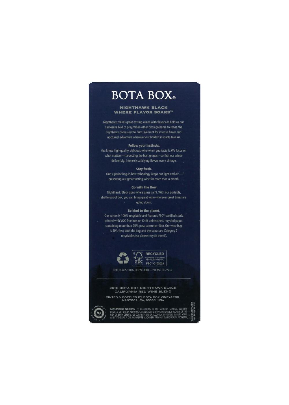 Bota Box Nighthawk Black Rich Red Wine Blend Boxed Wine; image 7 of 10