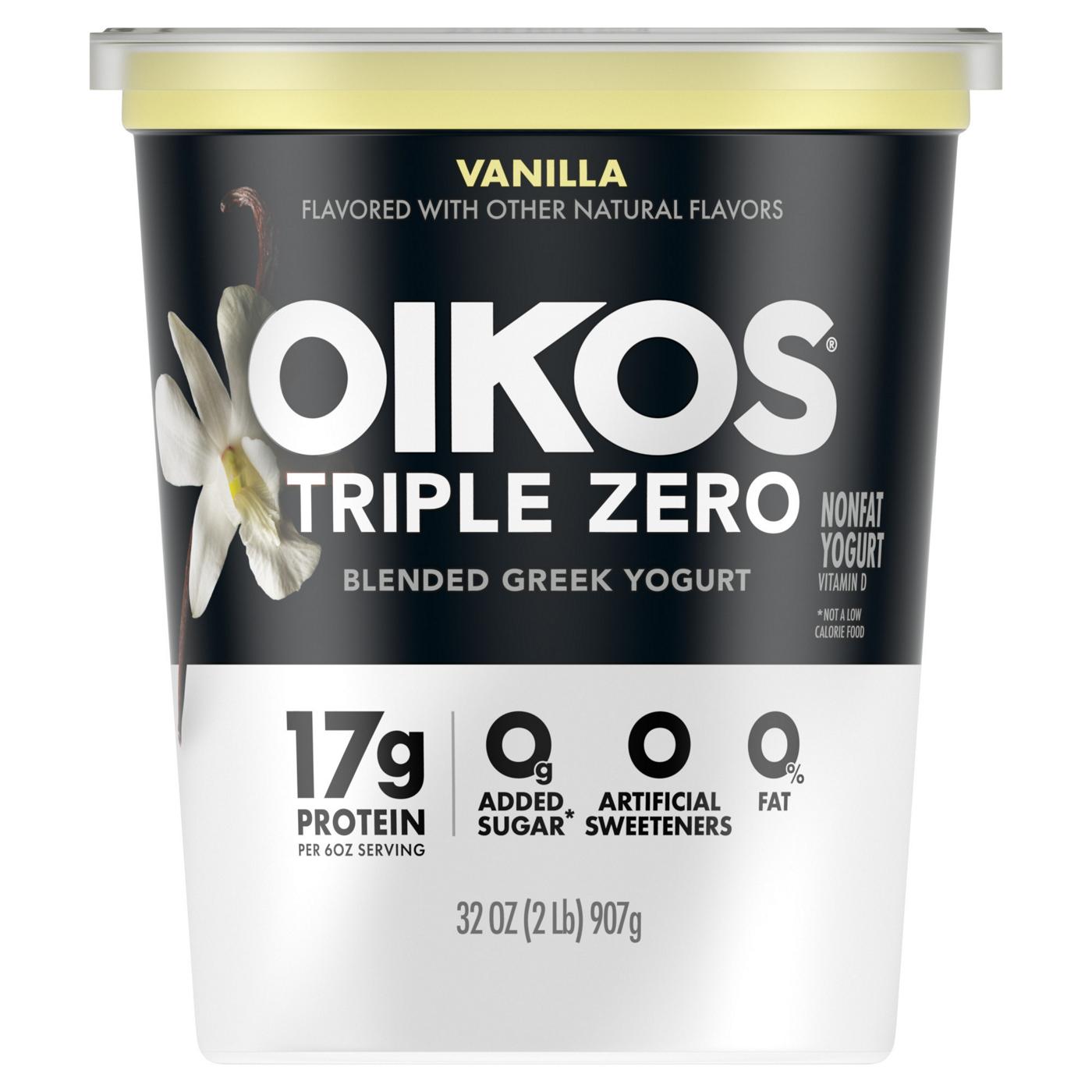 Oikos Triple Zero Greek Yogurt Vanilla 17G Protein, 0G Added Sugar; image 1 of 3