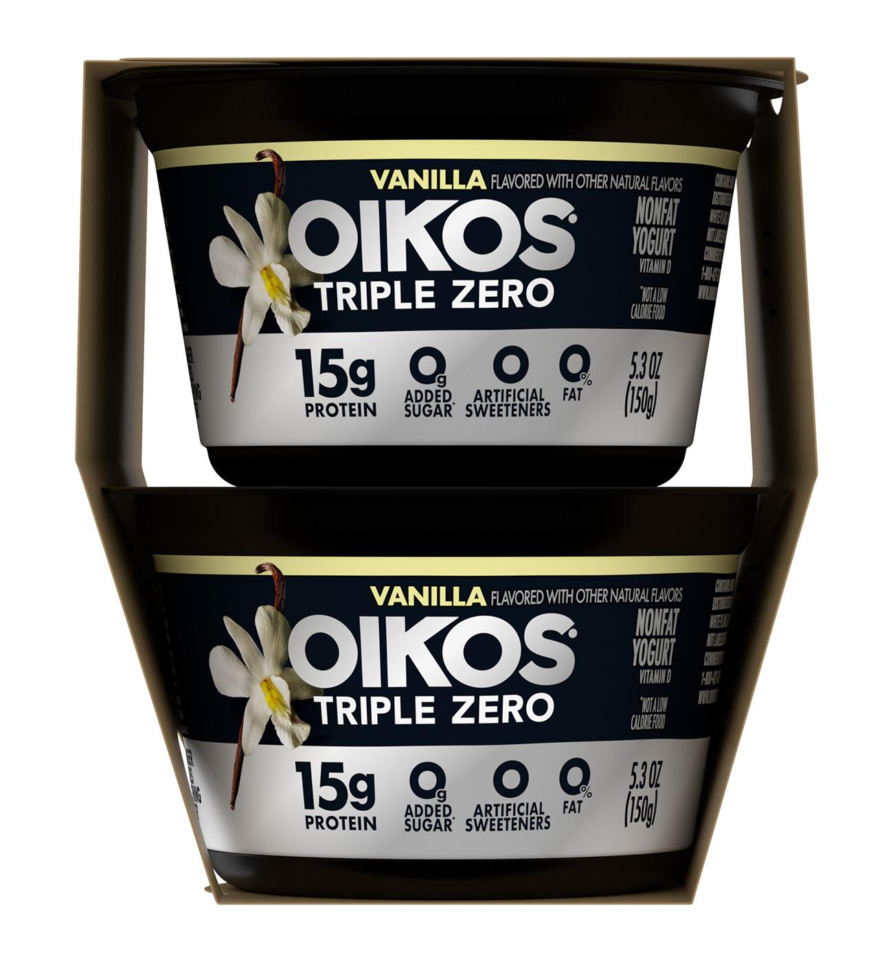 Oikos Triple Zero 15g Protein Sugar Free Blended 4 pk Greek Yogurt - Vanilla; image 2 of 12