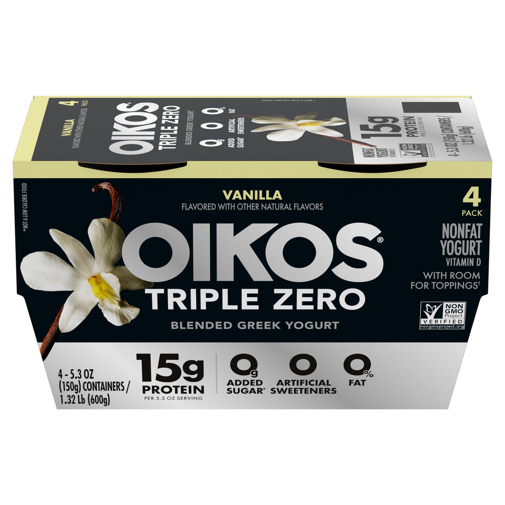 Dannon Oikos Triple Zero Vanilla Greek Yogurt - Shop Yogurt at H-E-B