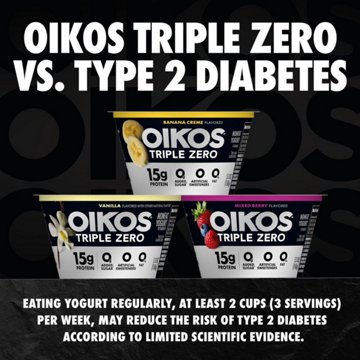 Oikos Triple Zero 15g Protein Sugar Free Blended 4 pk Greek Yogurt - Vanilla, 5.3 oz