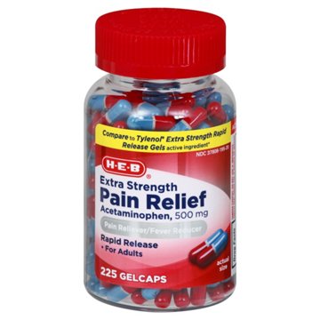 H-E-B Acetaminophen Fever & Pain Relief Gelcaps – 500 mg, 225-ct