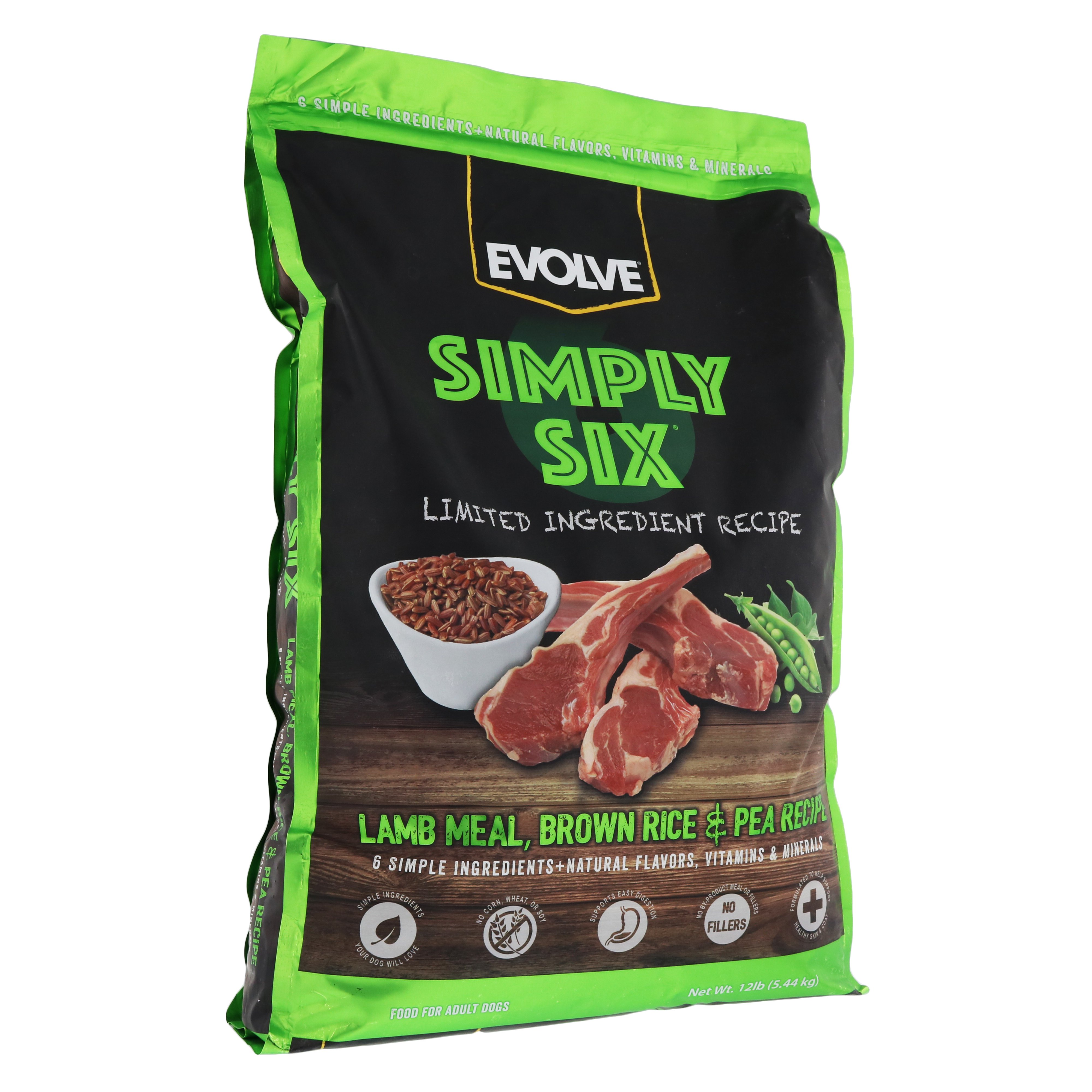 Evolve Simply Six Lid Lamb Meal Brown Rice Pea Recipe Dog Food