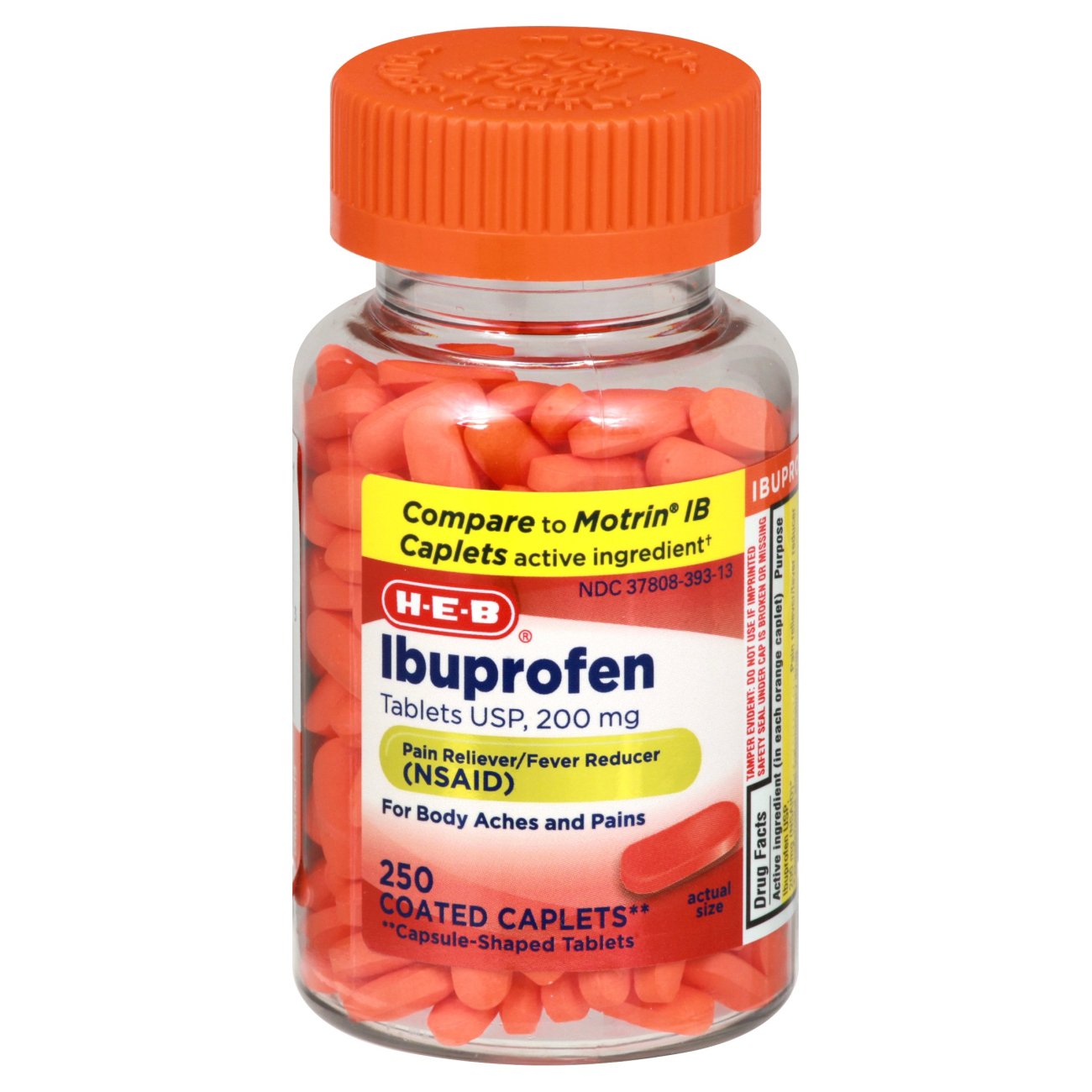 H-E-B Ibuprofen 200 mg Caplets Clear Bottle - Shop Pain Relievers at H-E-B