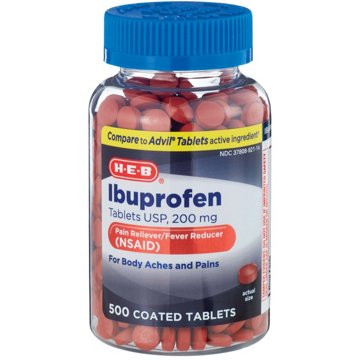 H-E-B Ibuprofen Fever & Pain Relief Tablets, 500-ct
