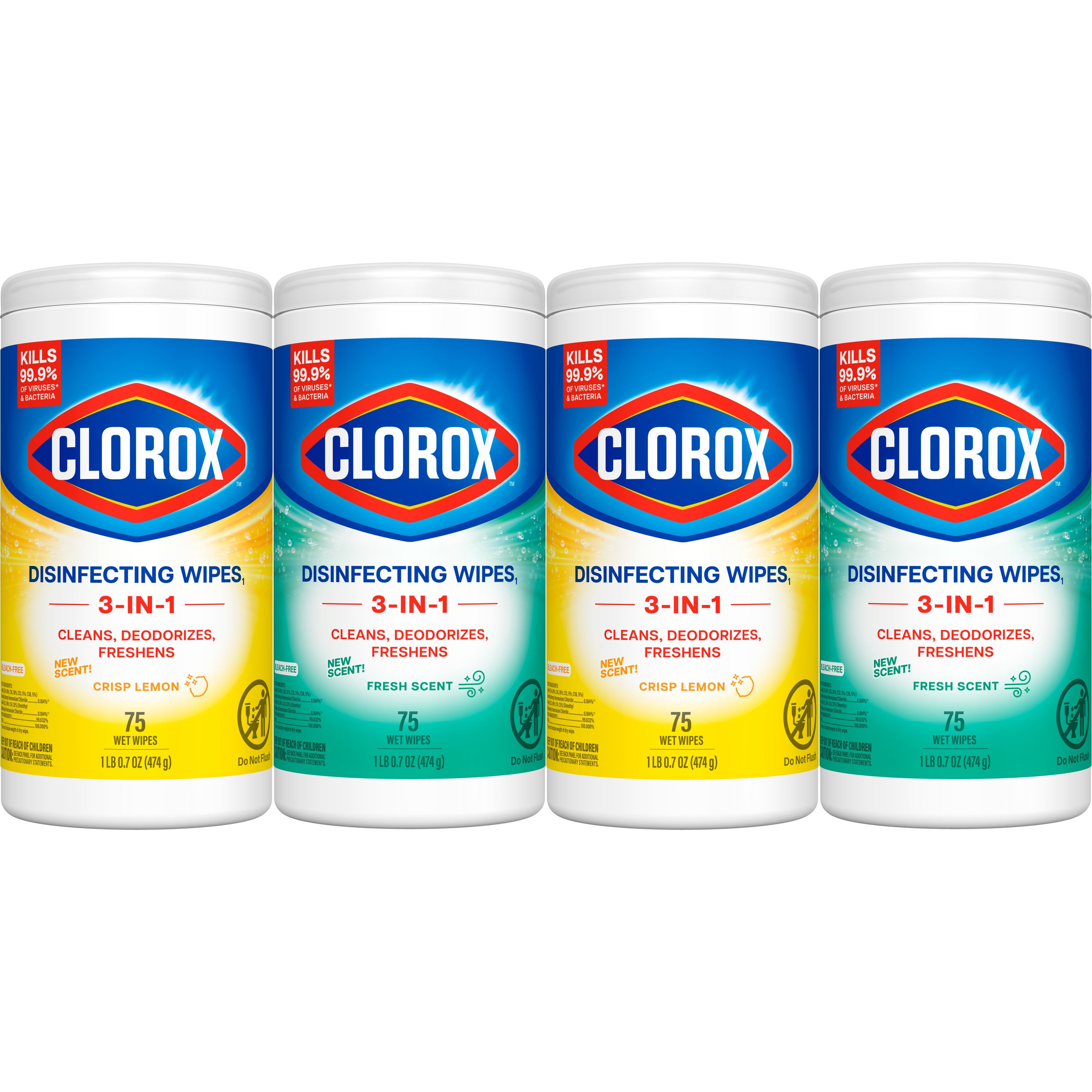 Clorox Disinfecting Wipes Value 4 Pack - Bleach Free Cleaning