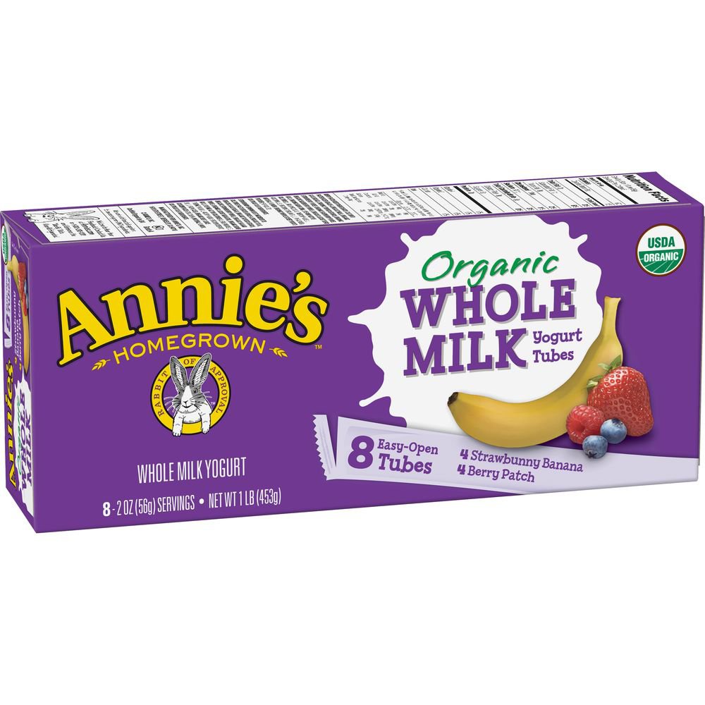 Annie's Organic Berry Patch / Strawberry Banana Whole Milk Yogurt Tubes 8 Count