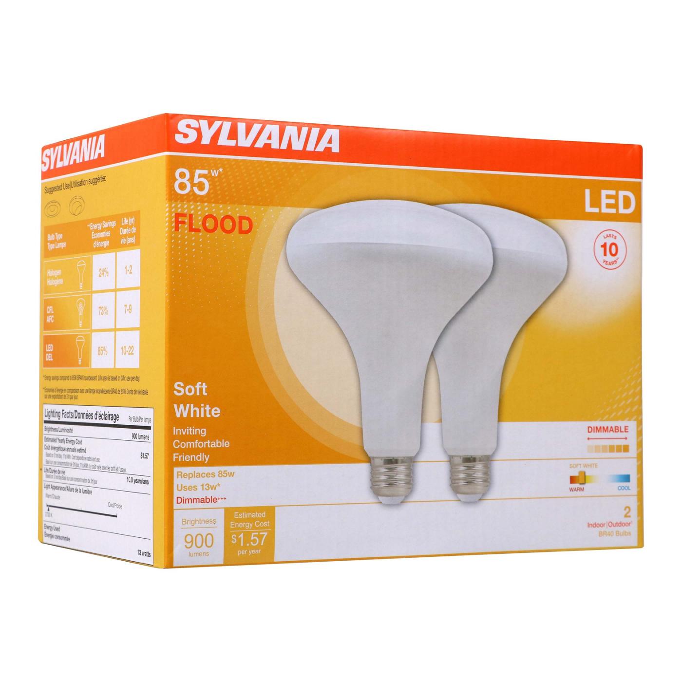 Sylvania LED 85 Watt BR40 Soft White Flood Light Bulbs; image 1 of 3