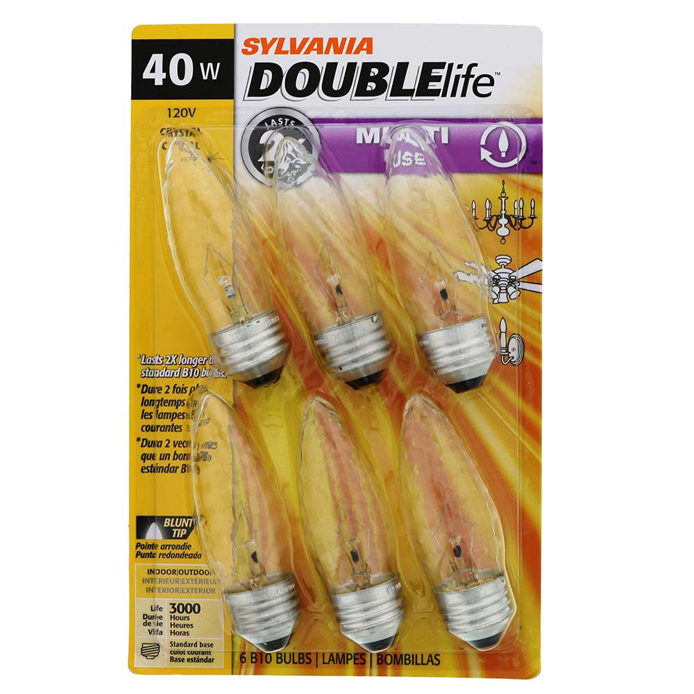 Sylvania Double Life B10 40 Watt Mulit Use Crystal E26 6 Pack - Shop ...